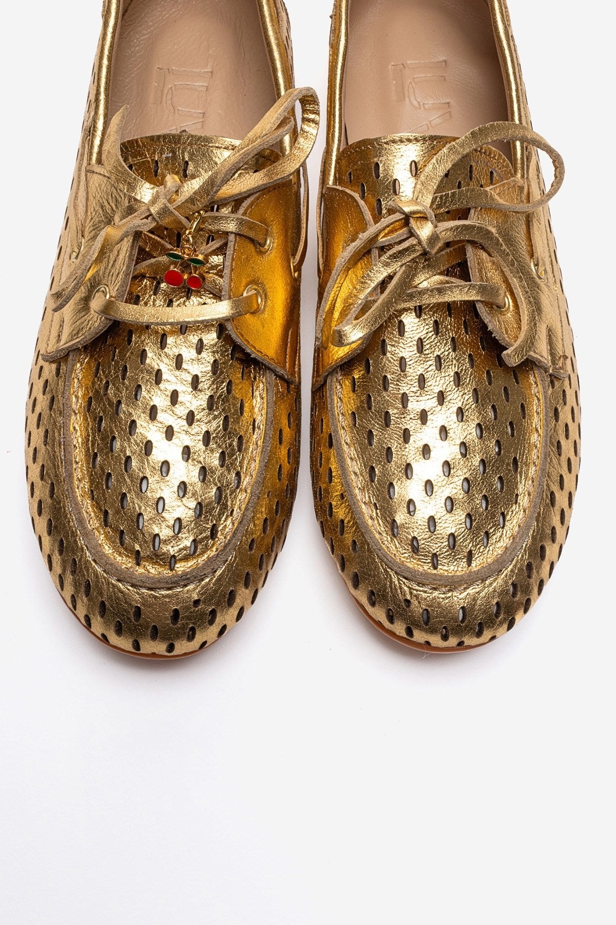 STEVO - Gold Genuine Leather Lace-Up Loafer (Women)