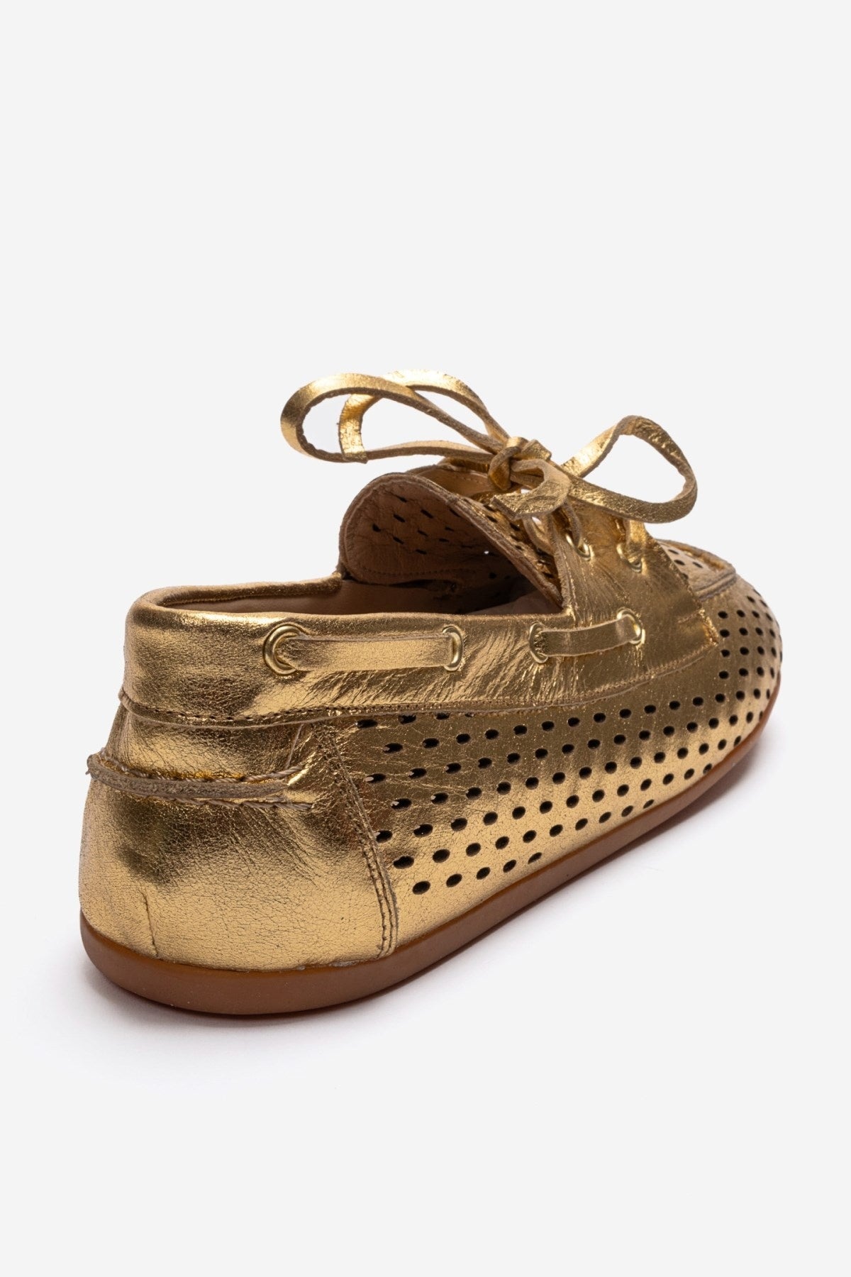 STEVO - Gold Genuine Leather Lace-Up Loafer (Women)