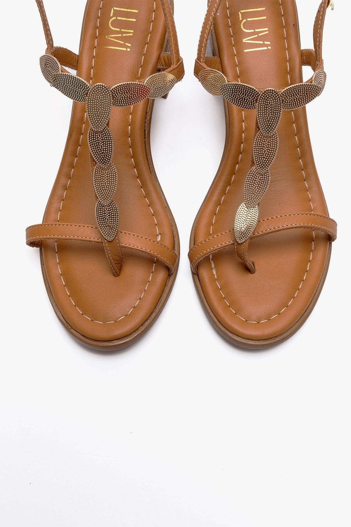 SERONA - Cognac Genuine Leather Buckled Block Heel Sandal (Women)