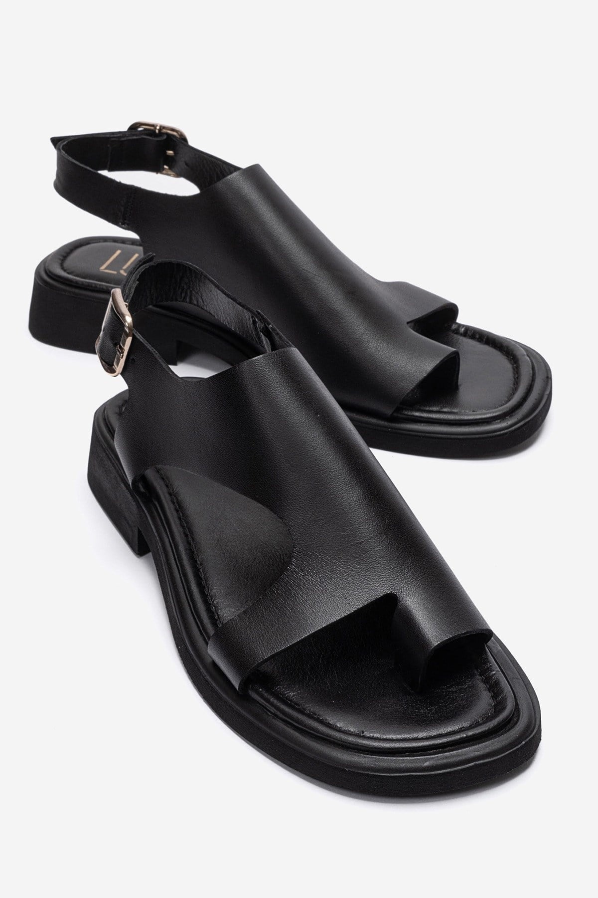 Burley - Black Genuine Leather Slingback Toe-Post Sandal (Women)