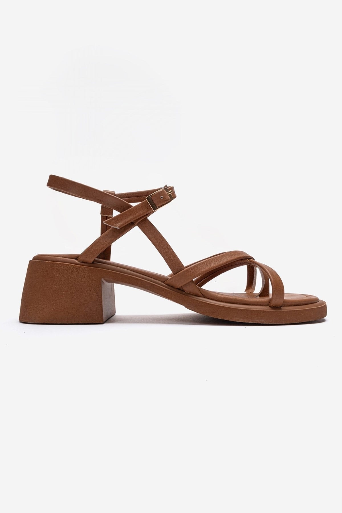 Cirelle - Cognac Genuine Leather Toe-Post Block Heel Sandal (Women)
