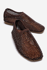 URELA - Brown Genuine Leather Ballet Flat (Women)