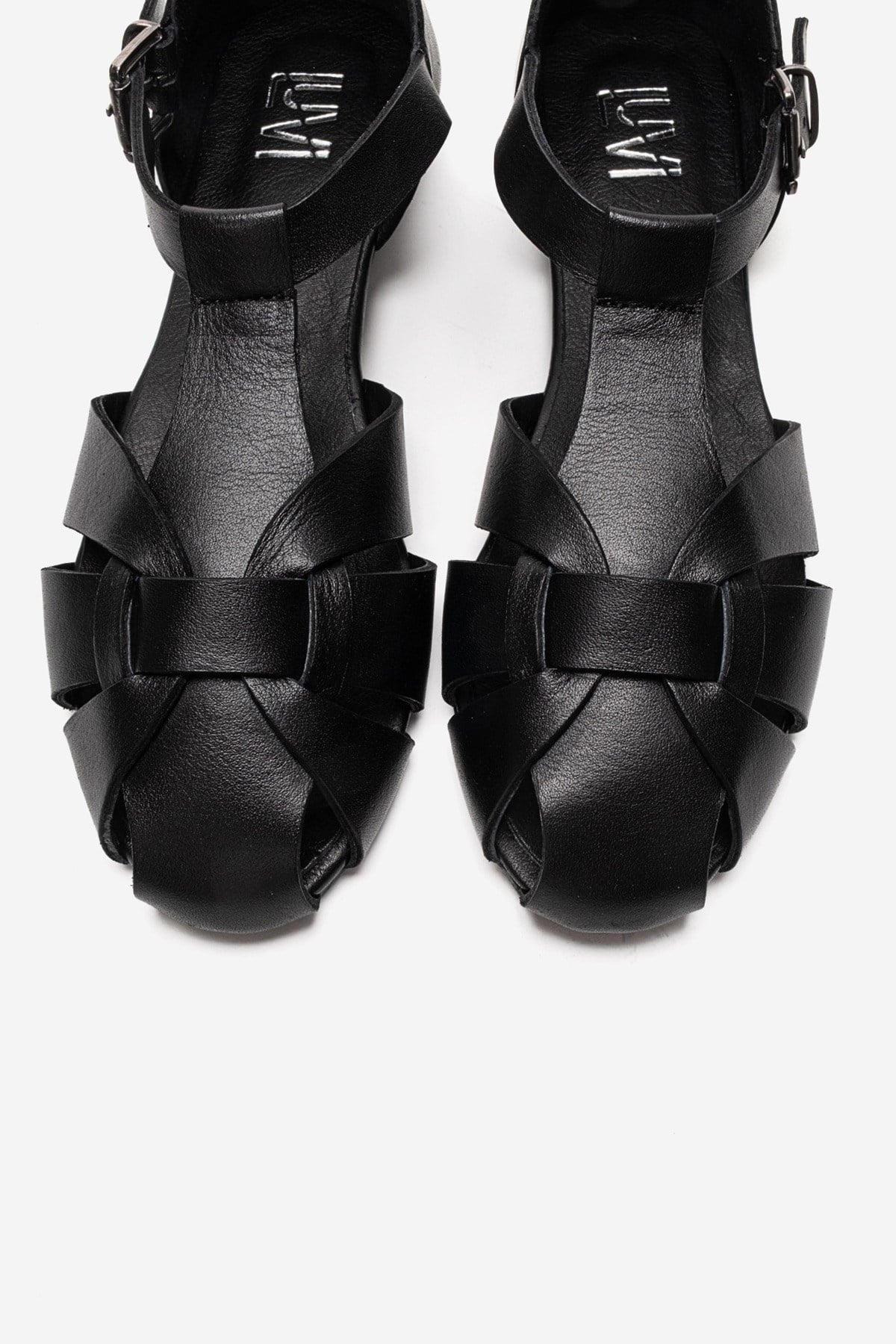 ALINA - Black Genuine Leather Sandal (Women)