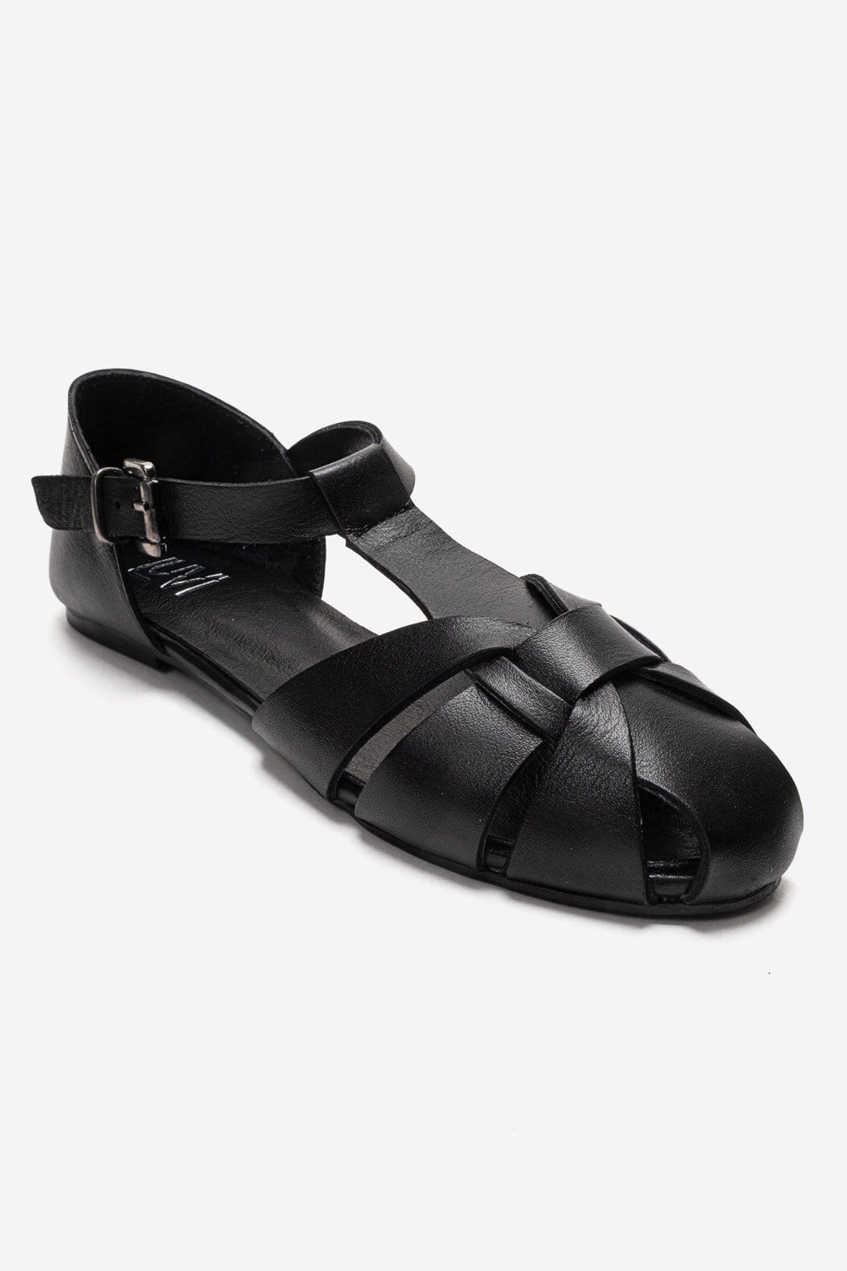 ALINA - Black Genuine Leather Sandal (Women)