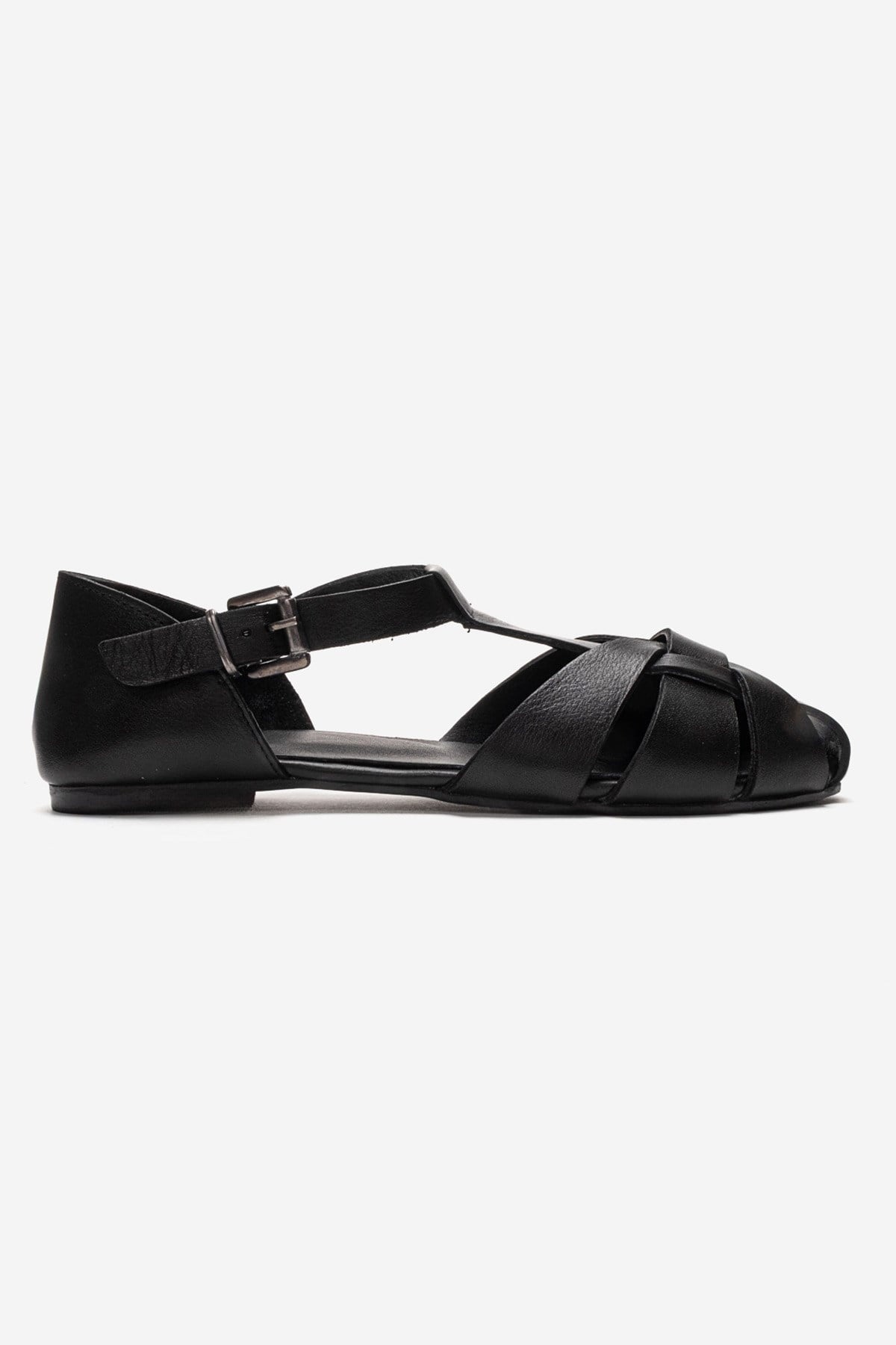 ALINA - Black Genuine Leather Sandal (Women)
