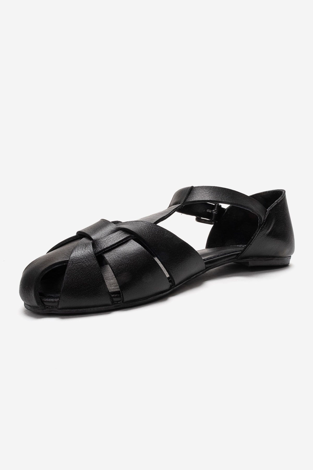 ALINA - Black Genuine Leather Sandal (Women)