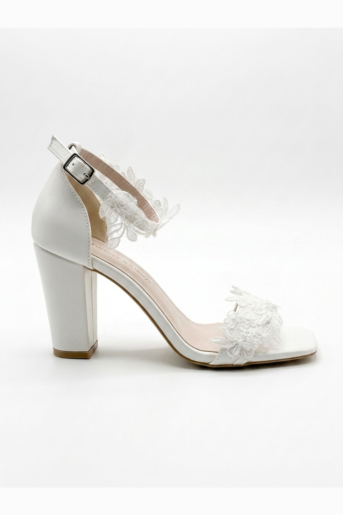 Selia Lace Detail Block Heel Wedding Sandals