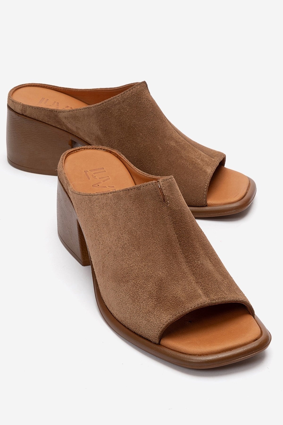 SOREX - Cognac Genuine Leather Block Heel Mule (Women)