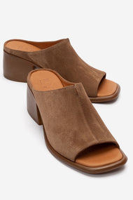 SOREX - Cognac Genuine Leather Block Heel Mule (Women)