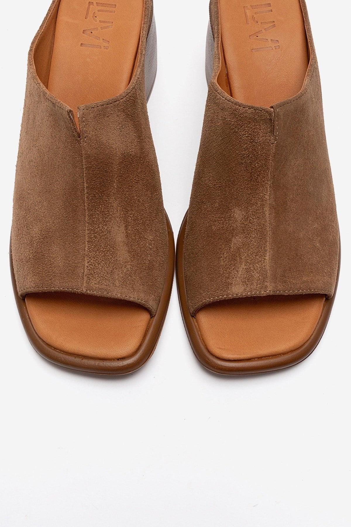 SOREX - Cognac Genuine Leather Block Heel Mule (Women)