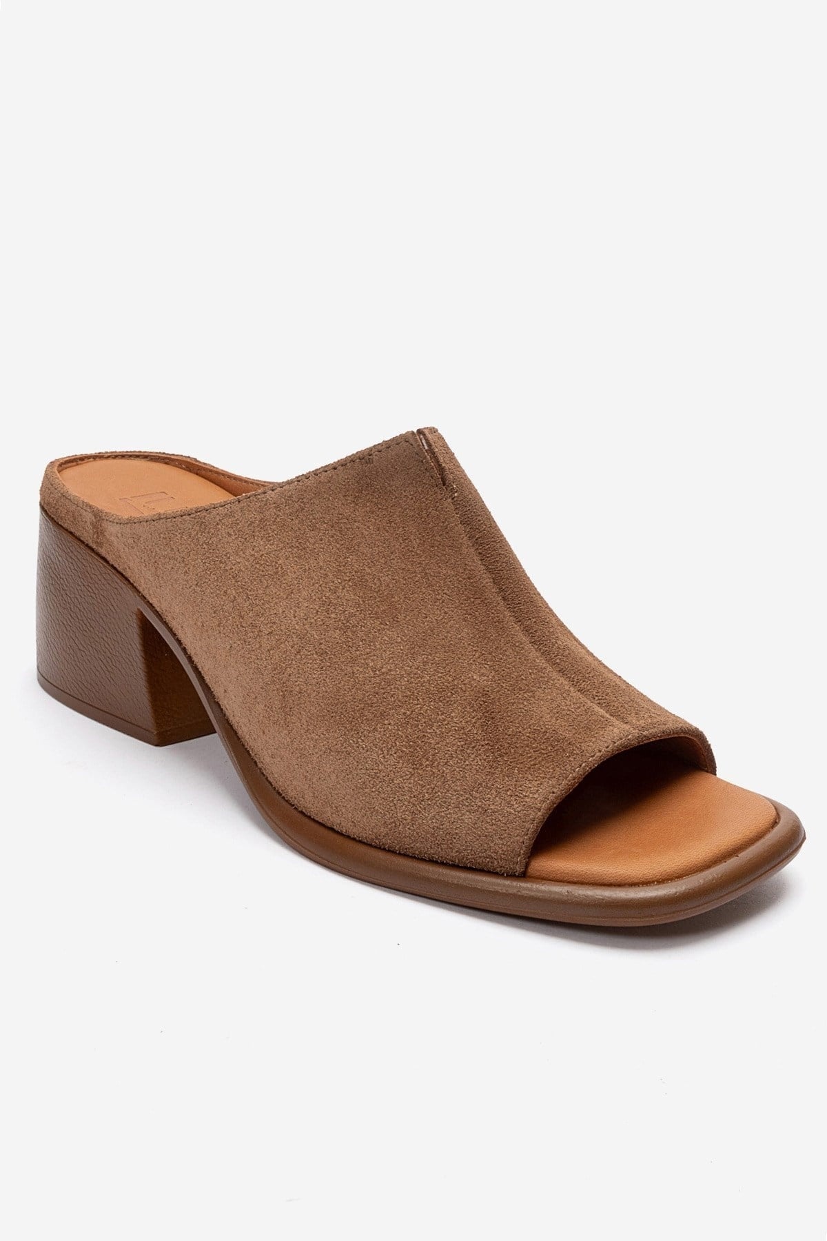 SOREX - Cognac Genuine Leather Block Heel Mule (Women)