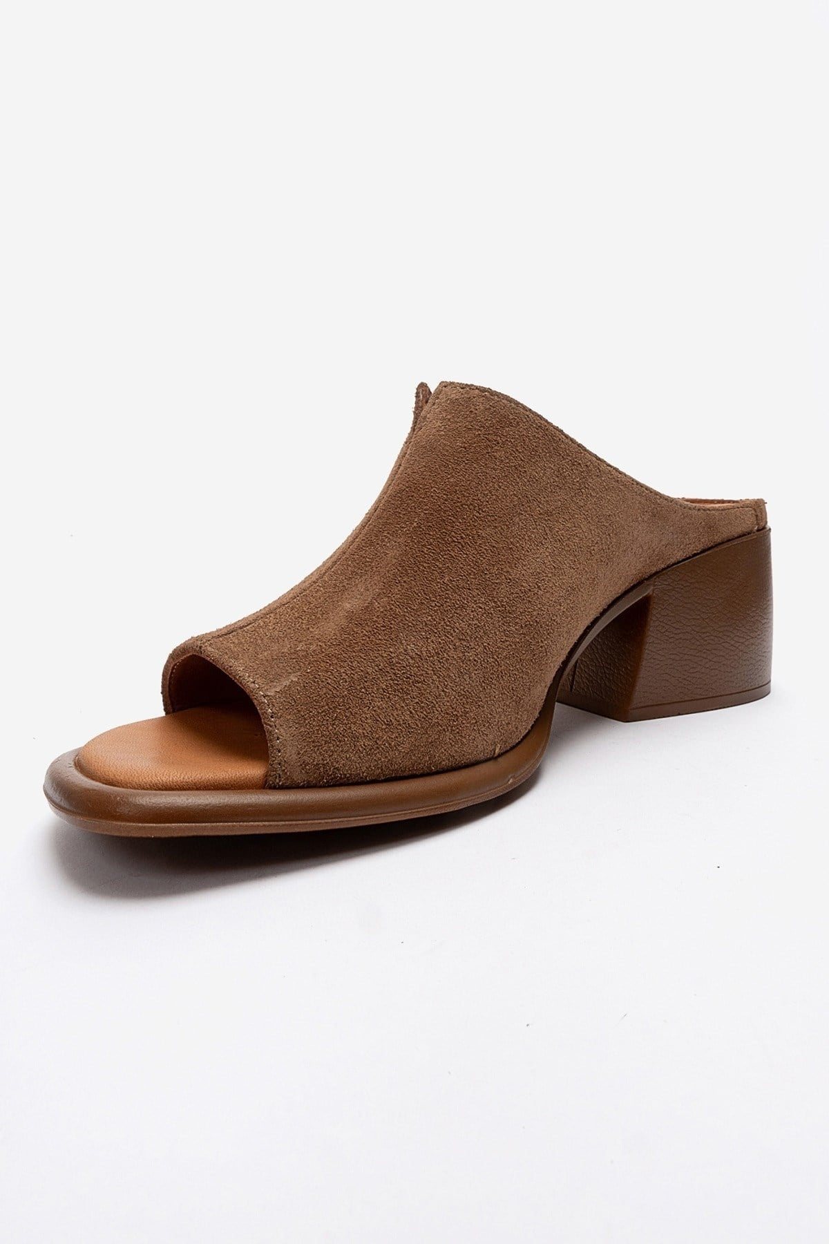 SOREX - Cognac Genuine Leather Block Heel Mule (Women)