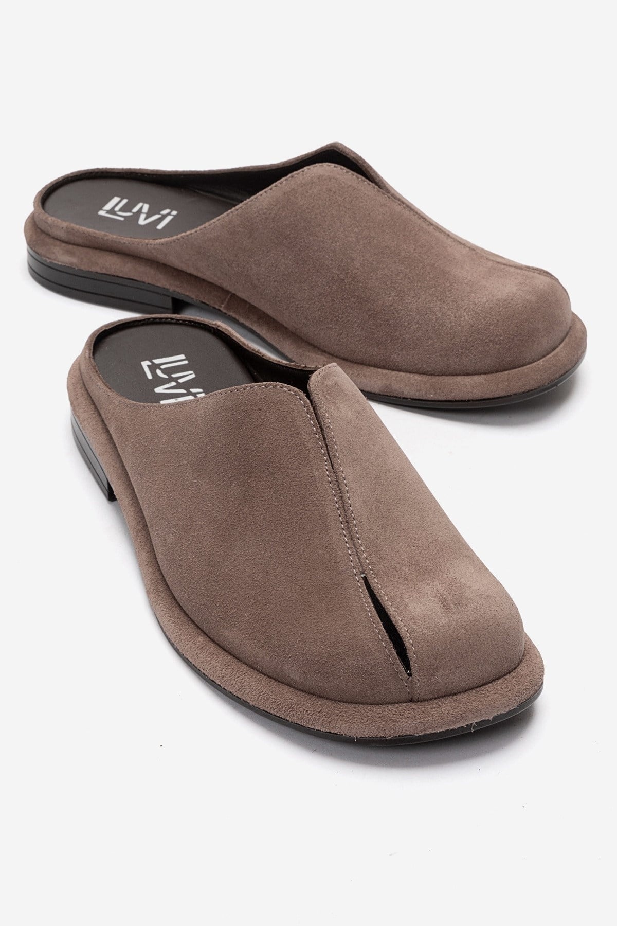 Tansy - Taupe Suede Genuine Leather Closed-Toe Mule (Women)