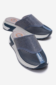 Glea - Blue Genuine Leather Closed-Toe Slide (Women)