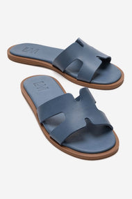 BIORA - Blue Genuine Leather Slide (Women)