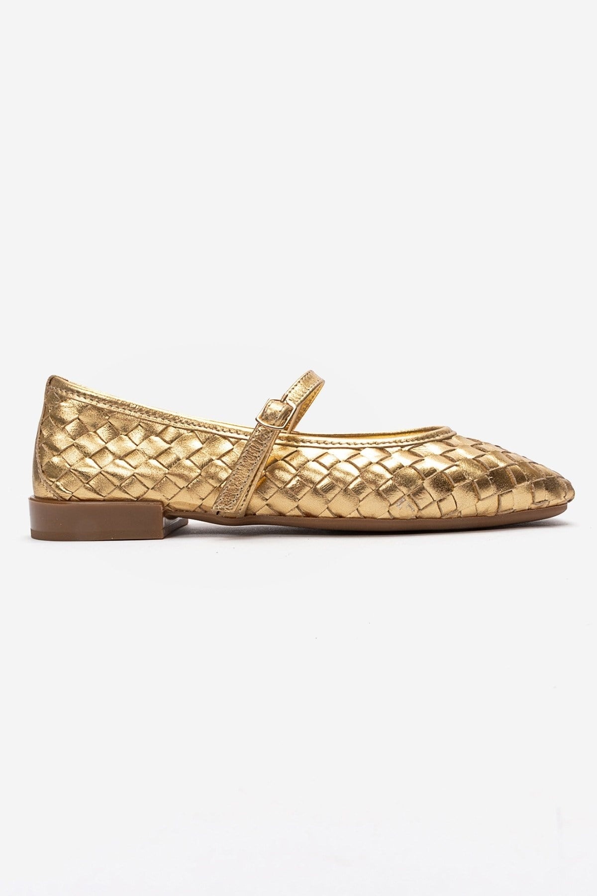 YEVORA - Gold Genuine Leather Ballet Flat Mary Jane (Women)
