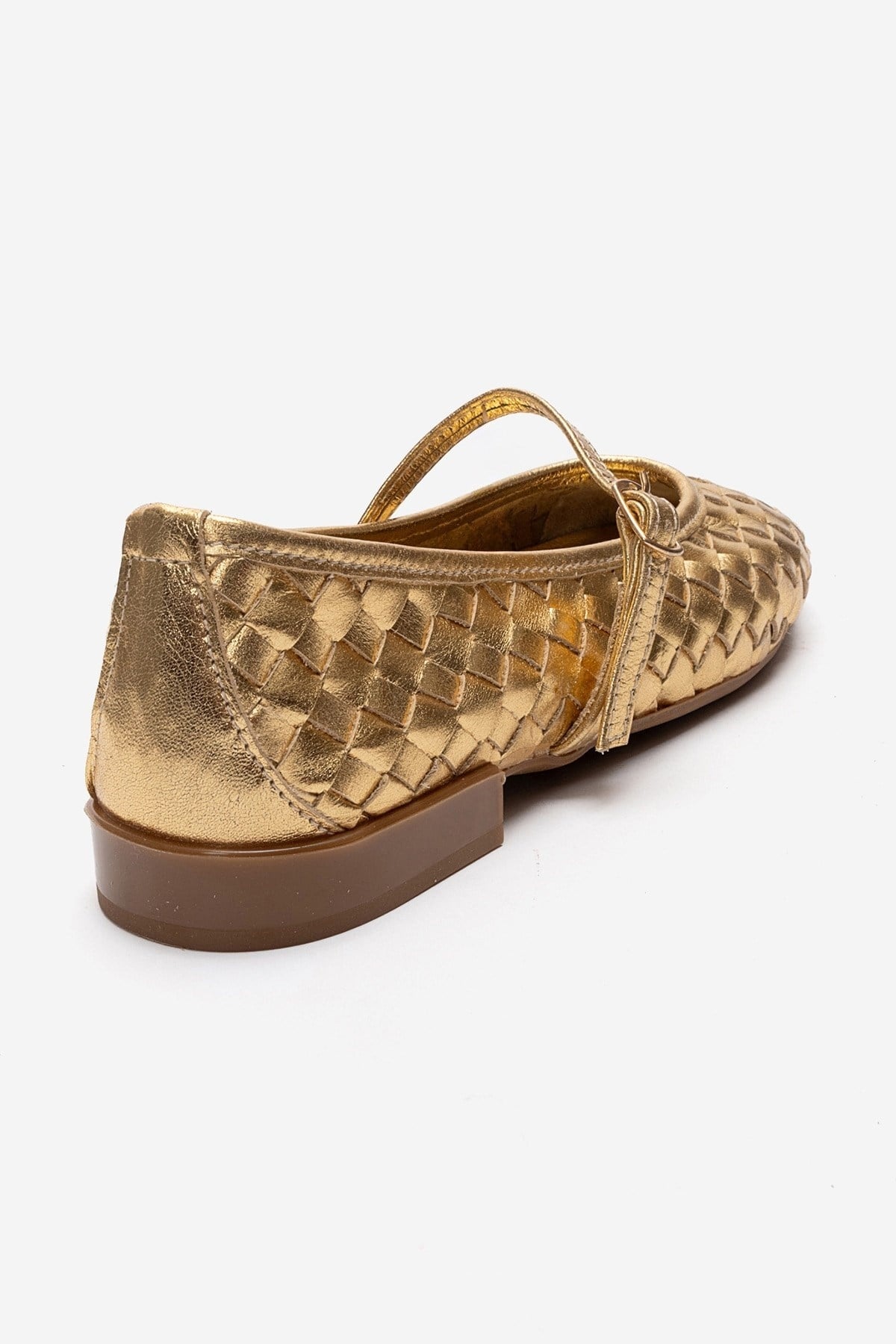 YEVORA - Gold Genuine Leather Ballet Flat Mary Jane (Women)