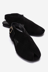 Monaro - Black Genuine Suede Leather Sandal (Women)