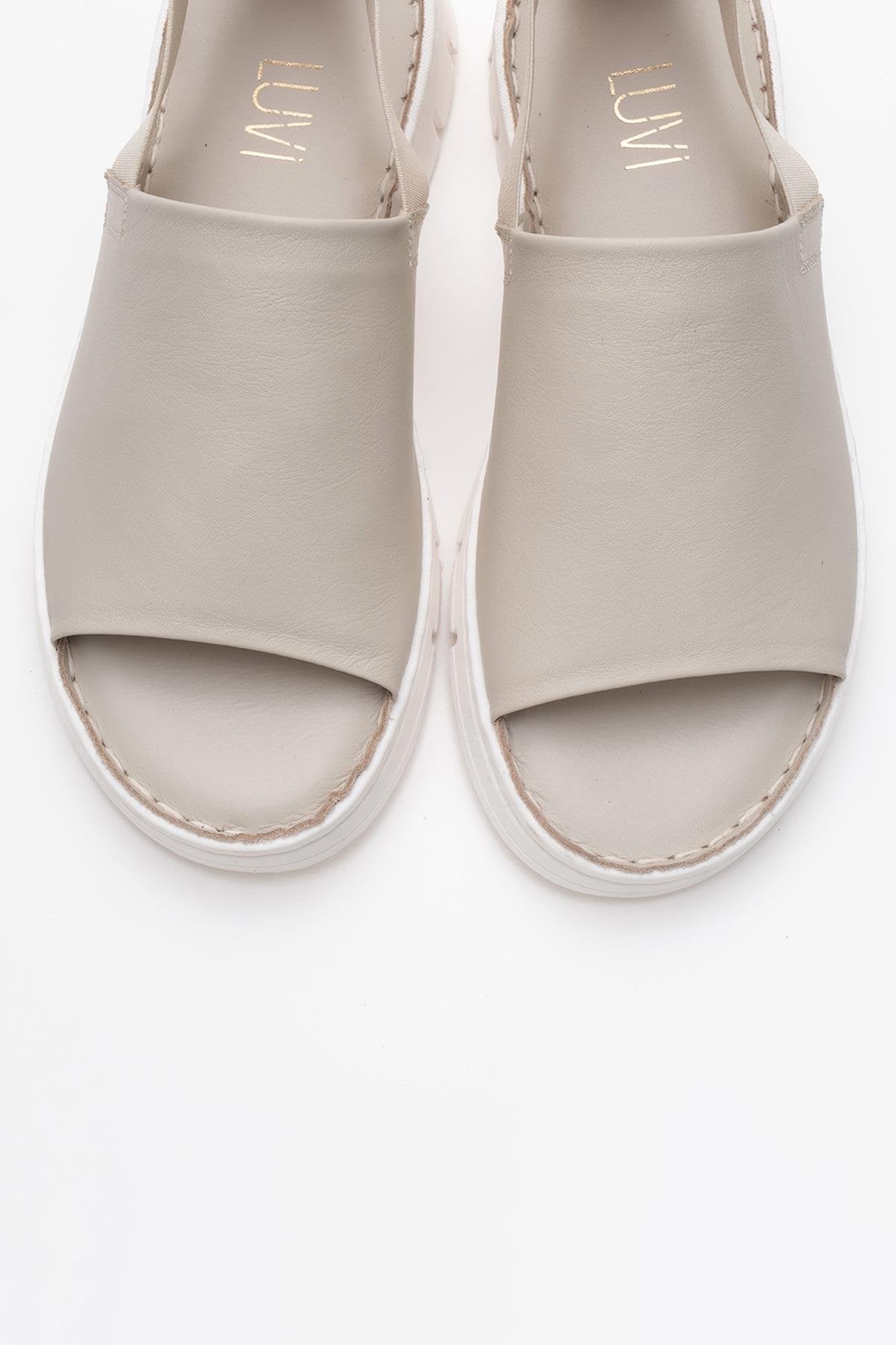 Londoi - Beige Elastic Strap Leather Sandal (Women)