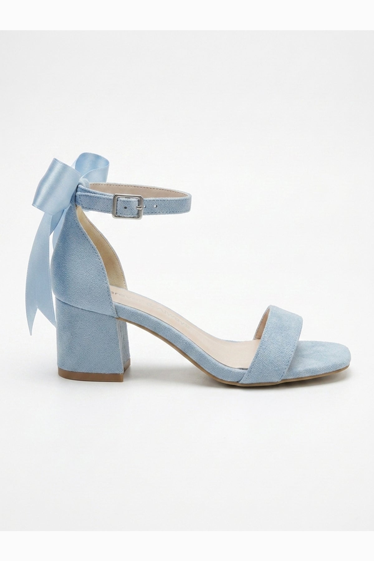 Rochelle Baby Blue Suede Ankle Strap Block Heel Sandal