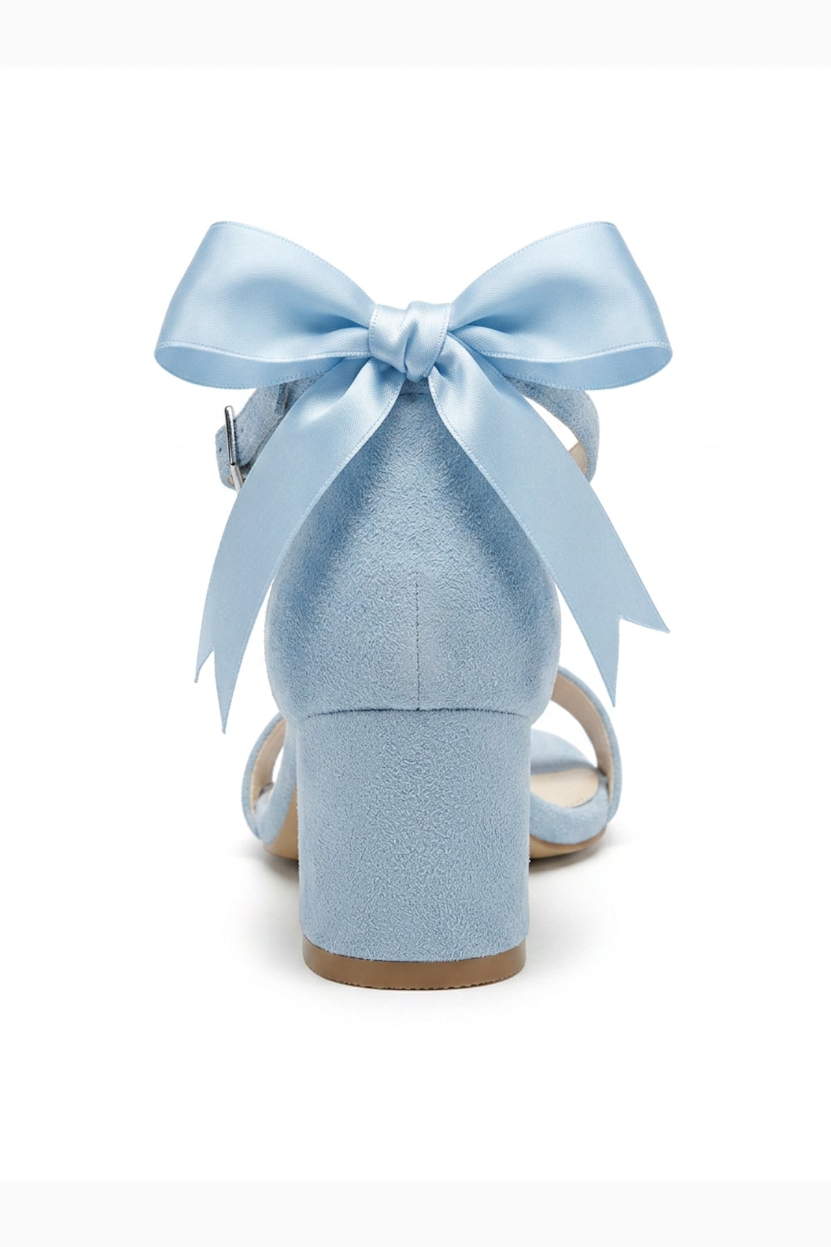 Rochelle Baby Blue Suede Ankle Strap Block Heel Sandal