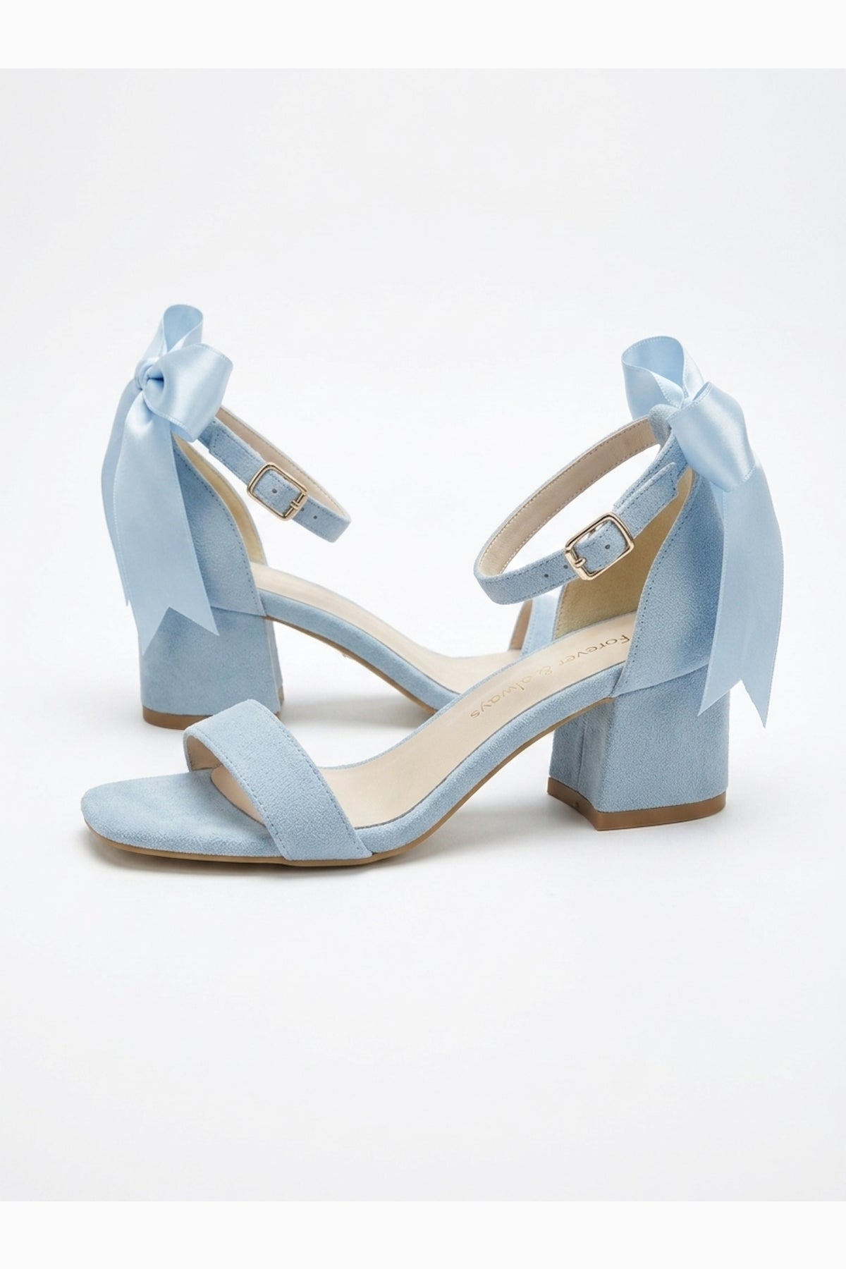 Rochelle Baby Blue Suede Ankle Strap Block Heel Sandal