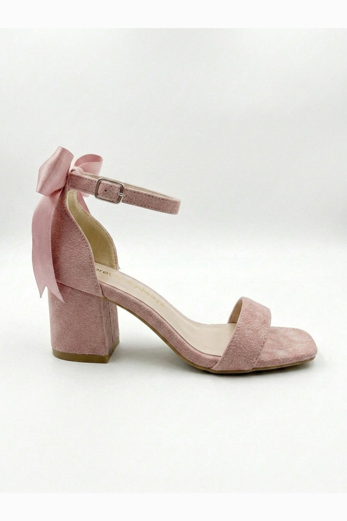 Rochelle Dusty Pink Suede Ankle Strap Block Heel Sandal