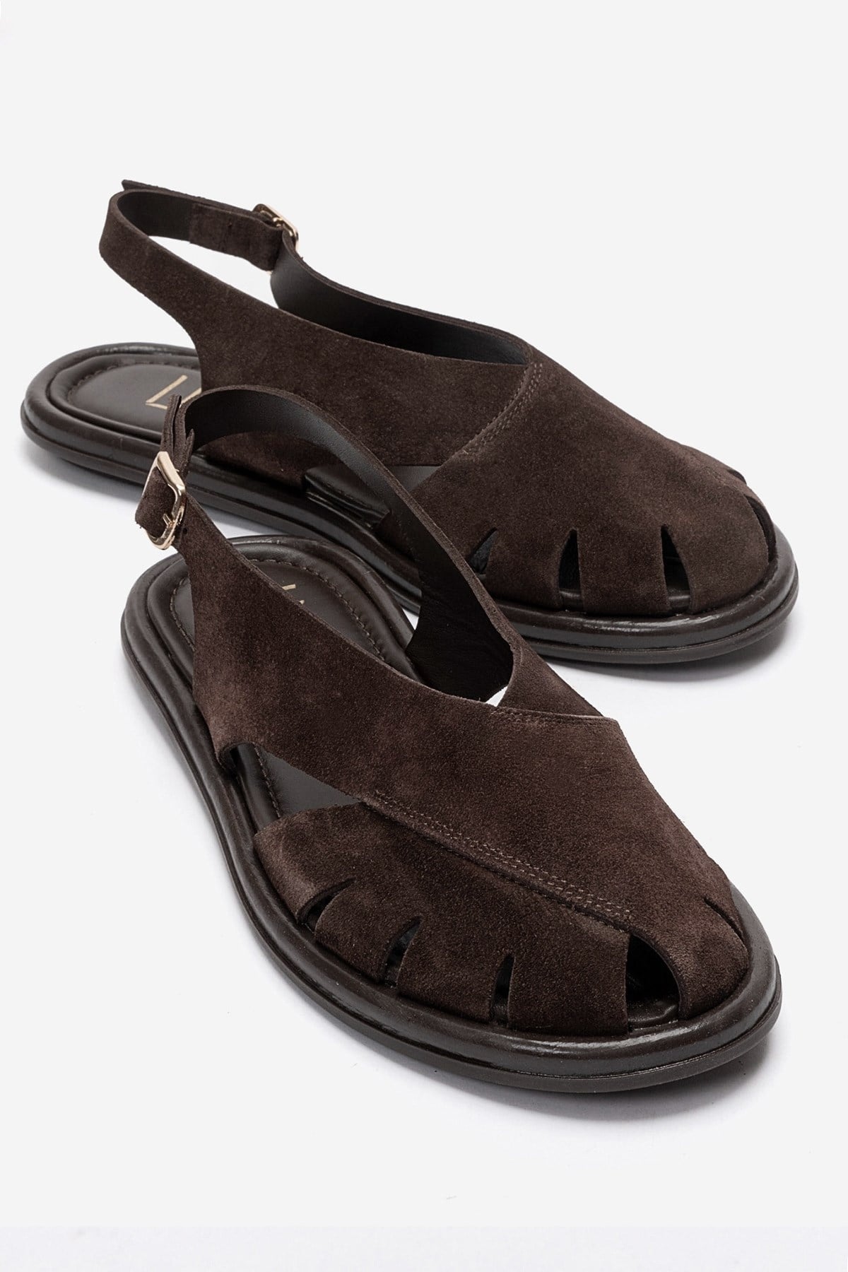 BELAS - Brown Suede Genuine Leather Sandal (Women)