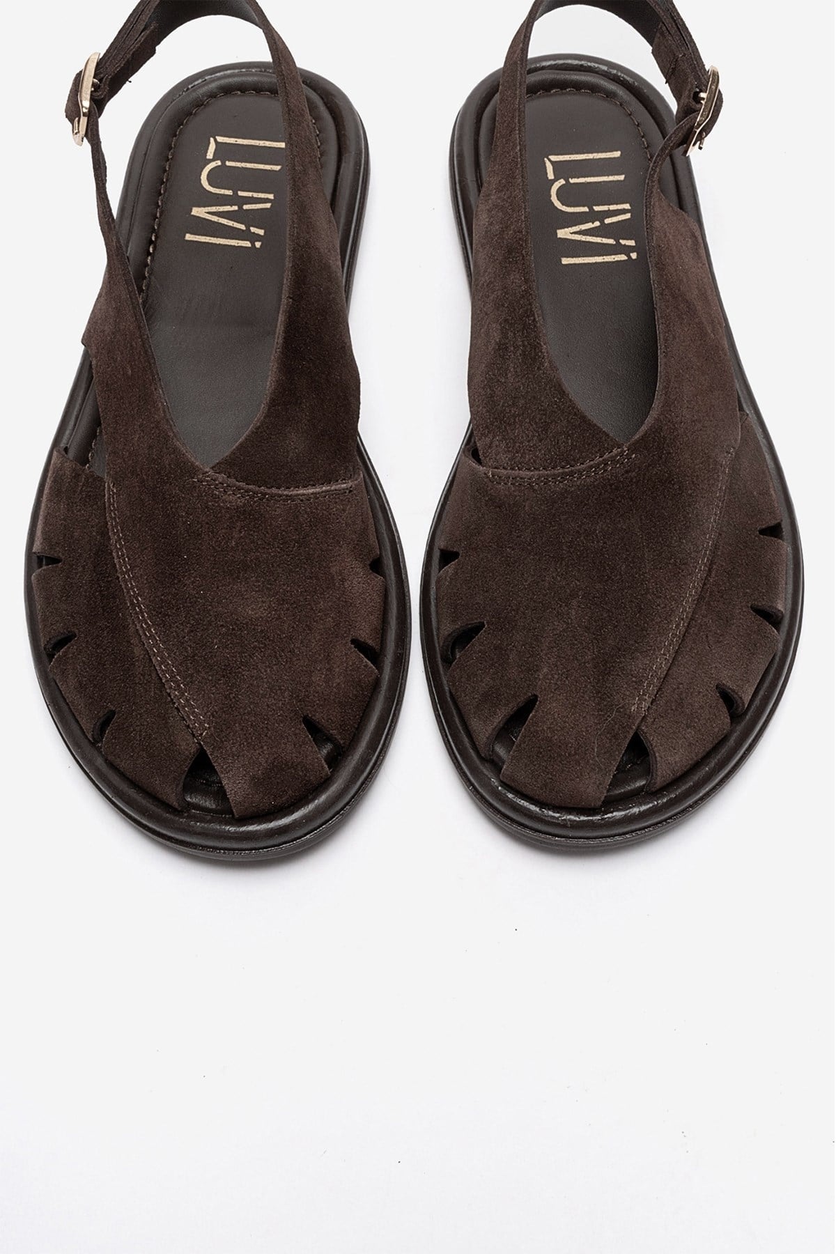 BELAS - Brown Suede Genuine Leather Sandal (Women)