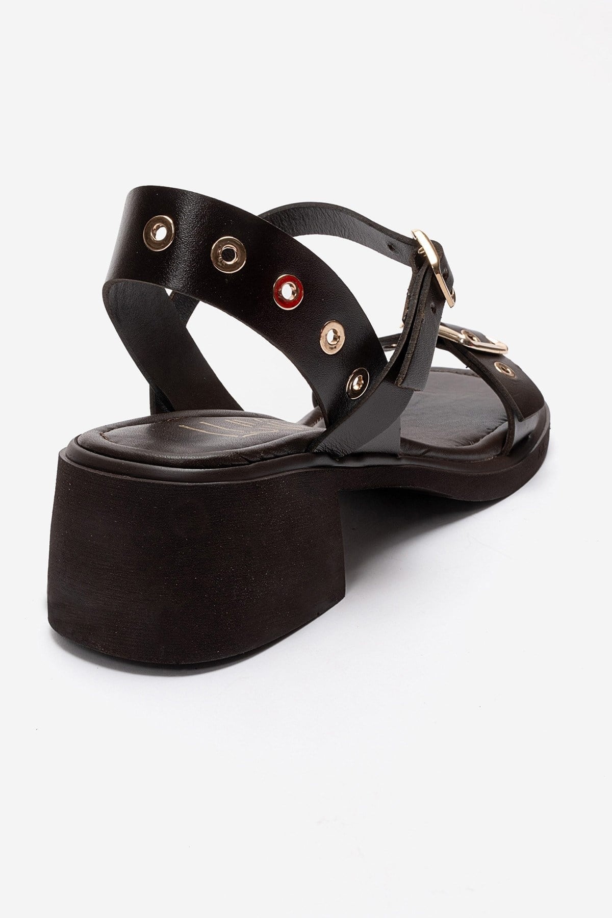 RABEL - Brown Genuine Leather Block Heel Sandal (Women)