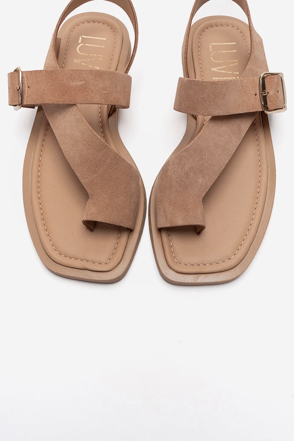 CURRY - Taupe Genuine Leather Toe-Post Sandal (Women)