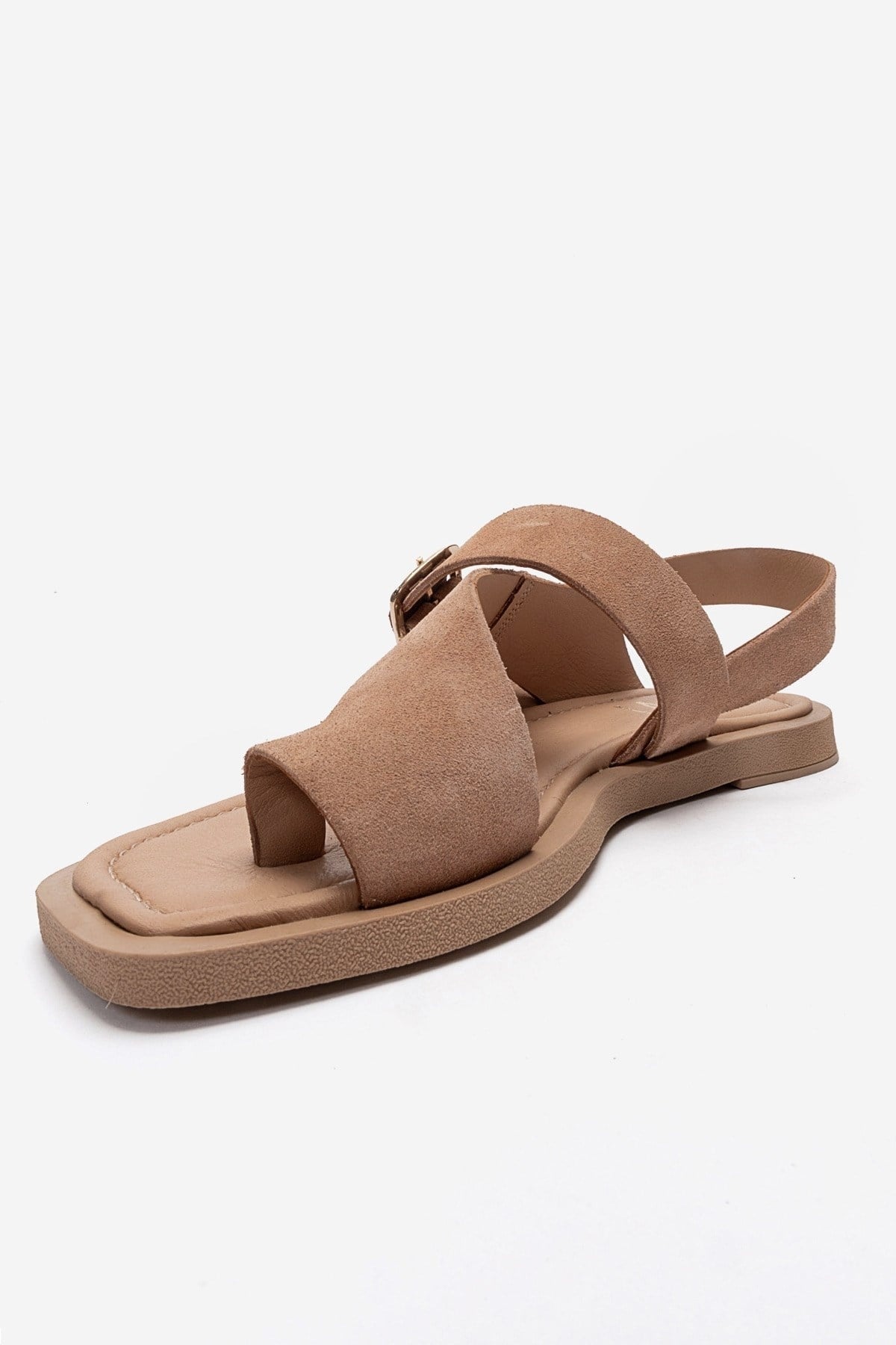CURRY - Taupe Genuine Leather Toe-Post Sandal (Women)