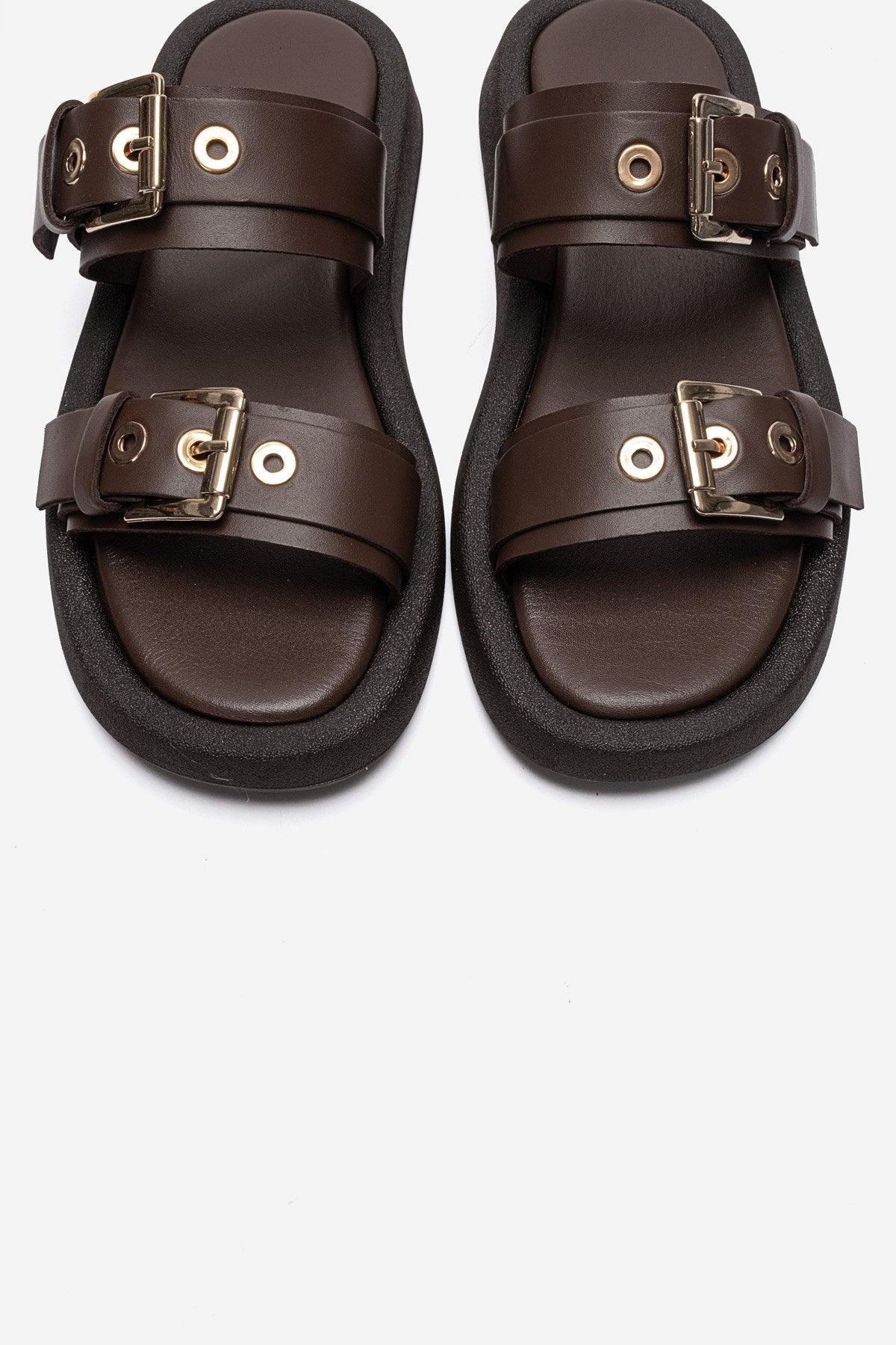 DOREL - Cognac Genuine Leather Buckle Slide (Women)