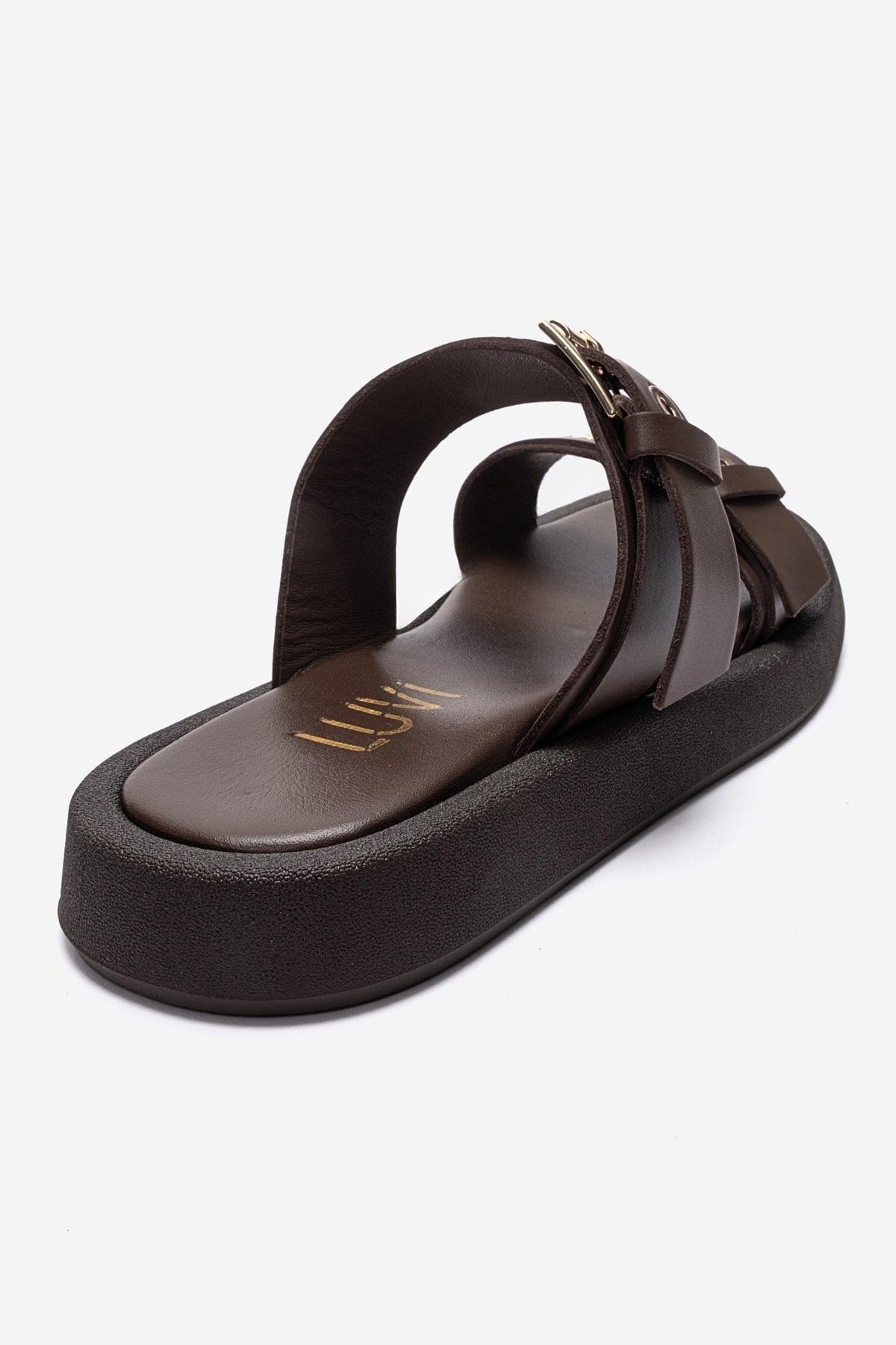 DOREL - Cognac Genuine Leather Buckle Slide (Women)