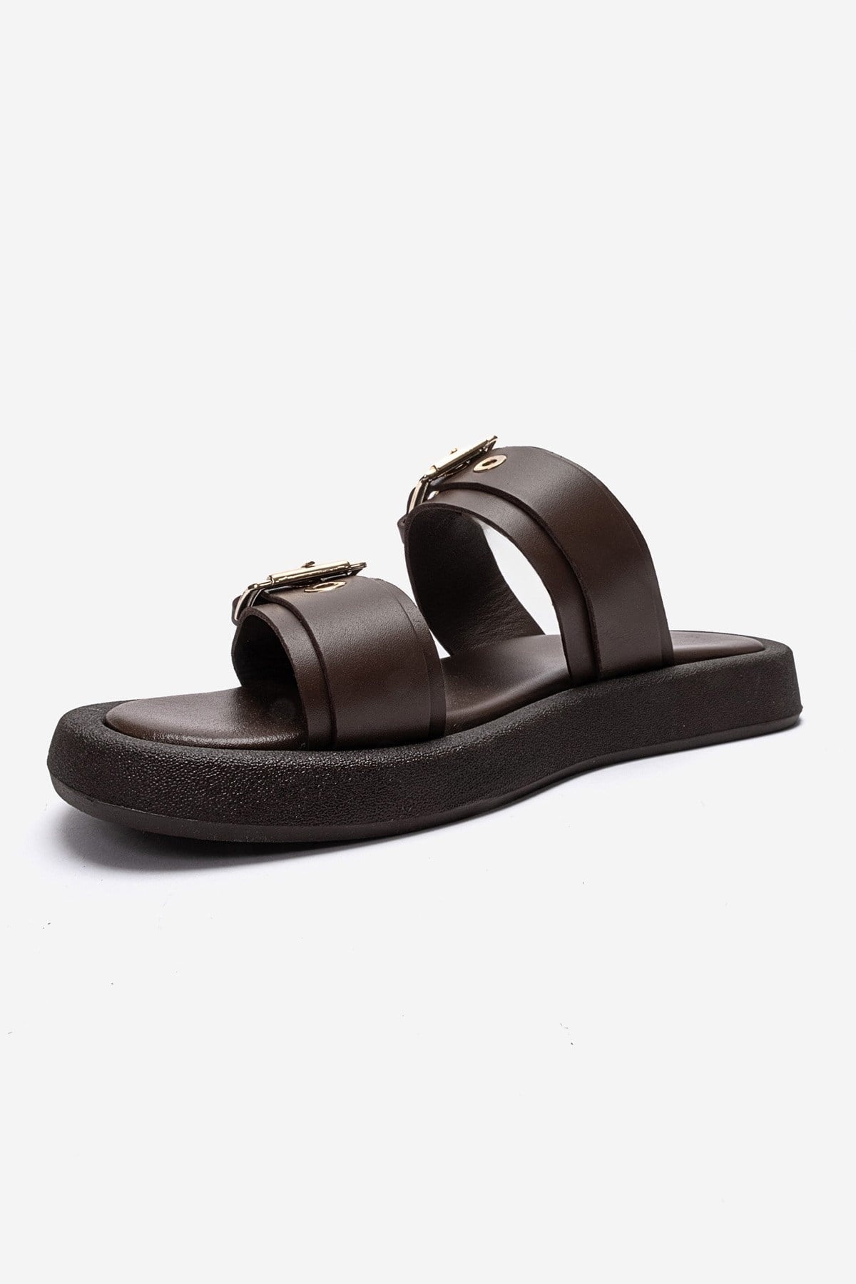 DOREL - Cognac Genuine Leather Buckle Slide (Women)