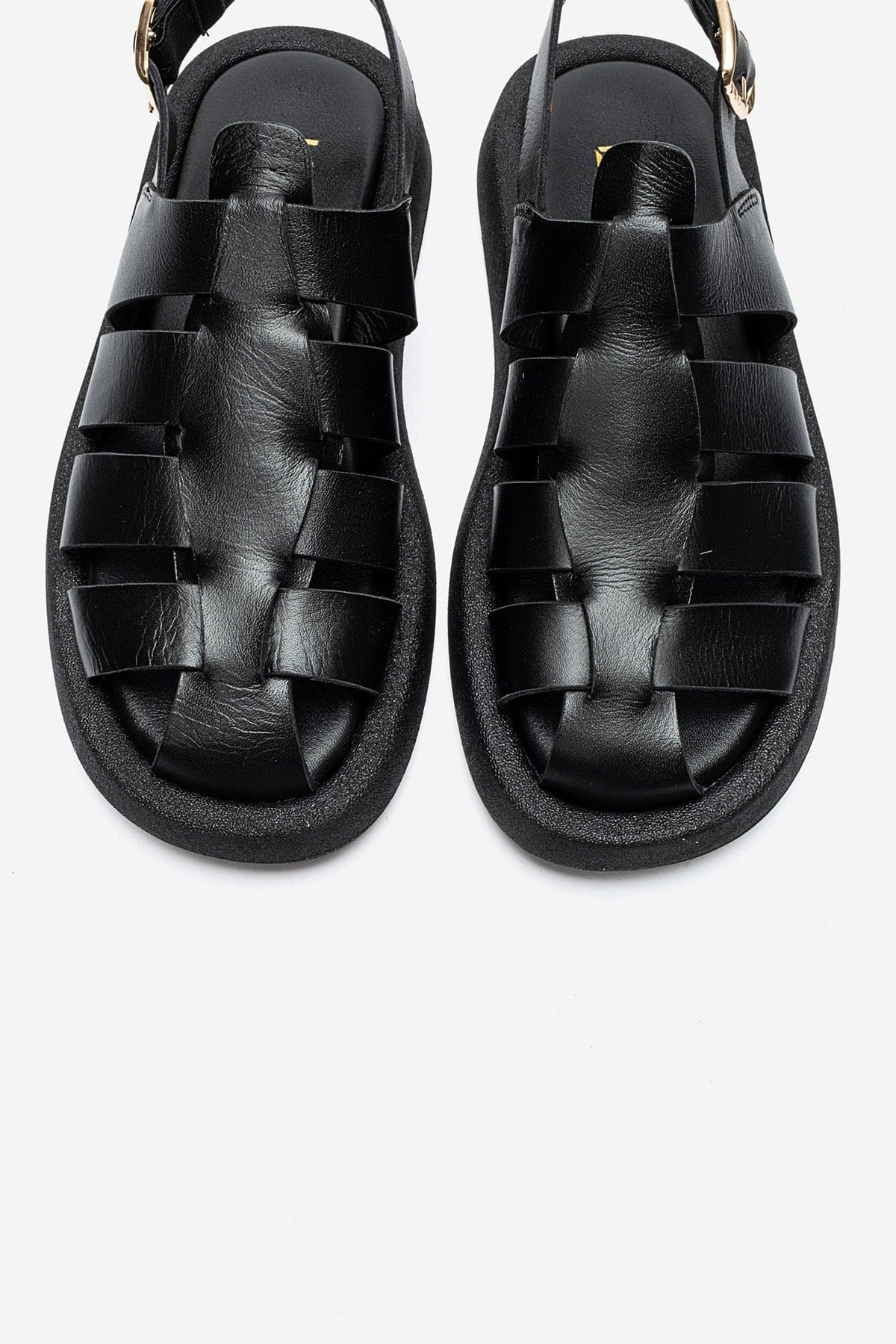 JOURA - Black Genuine Leather Closed-Toe Sandal (Women)