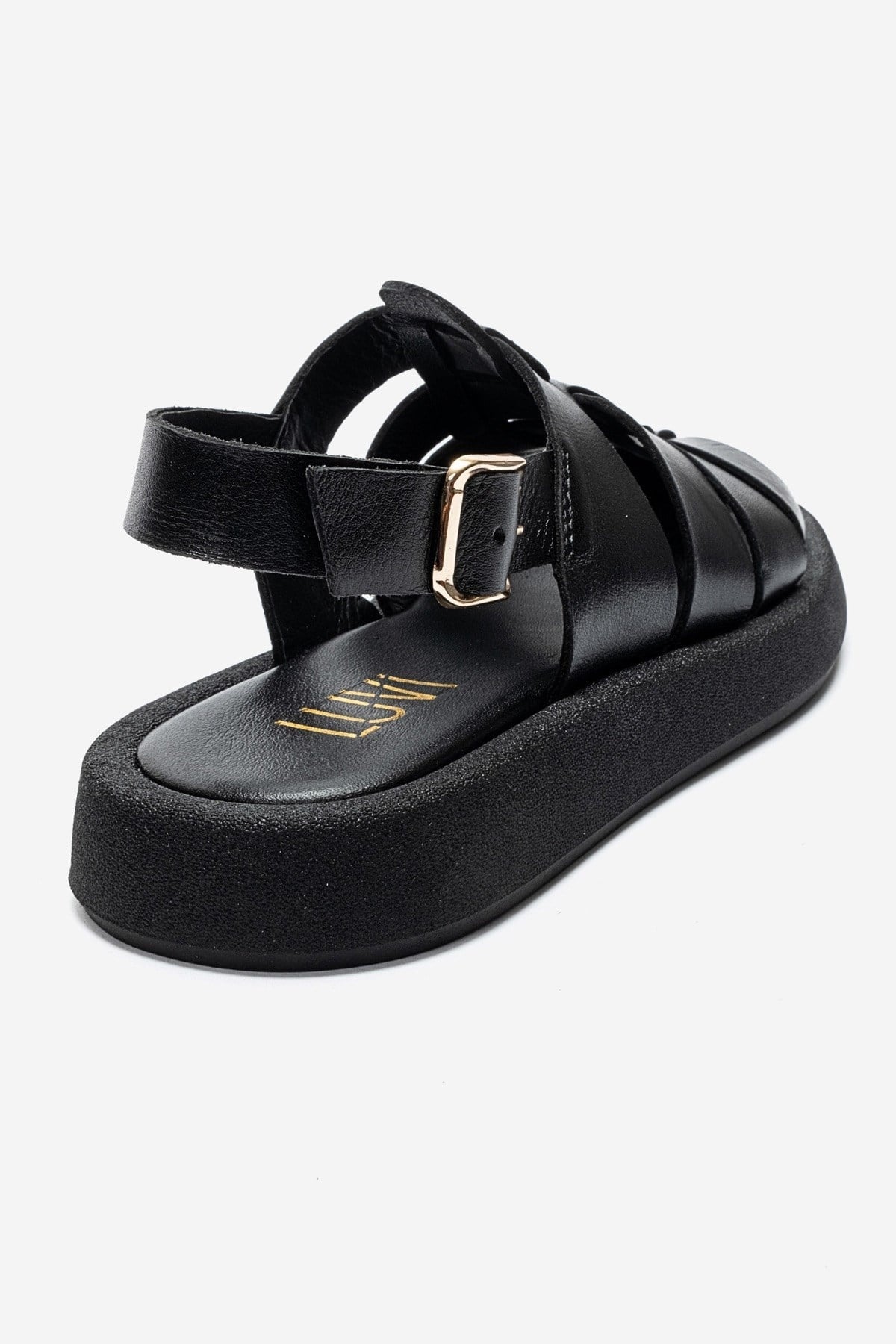 JOURA - Black Genuine Leather Closed-Toe Sandal (Women)