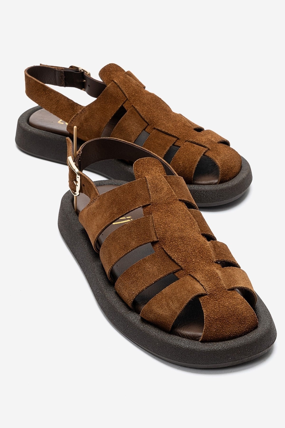 JOURA - Mocha Genuine Leather Closed-Toe Sandal (Women)