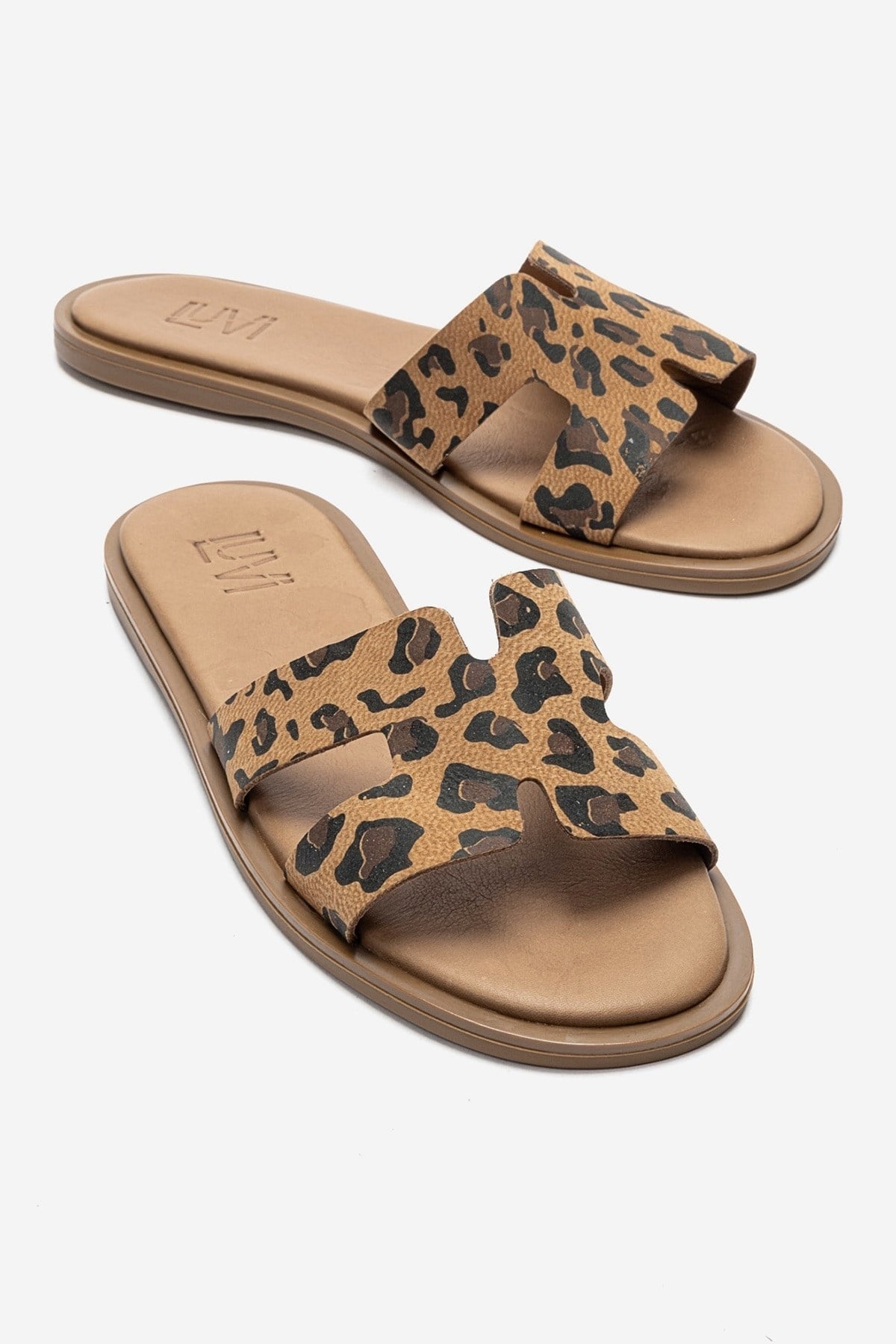 BIORA - Black/Yellow Patterned Genuine Leather Slide (Women)