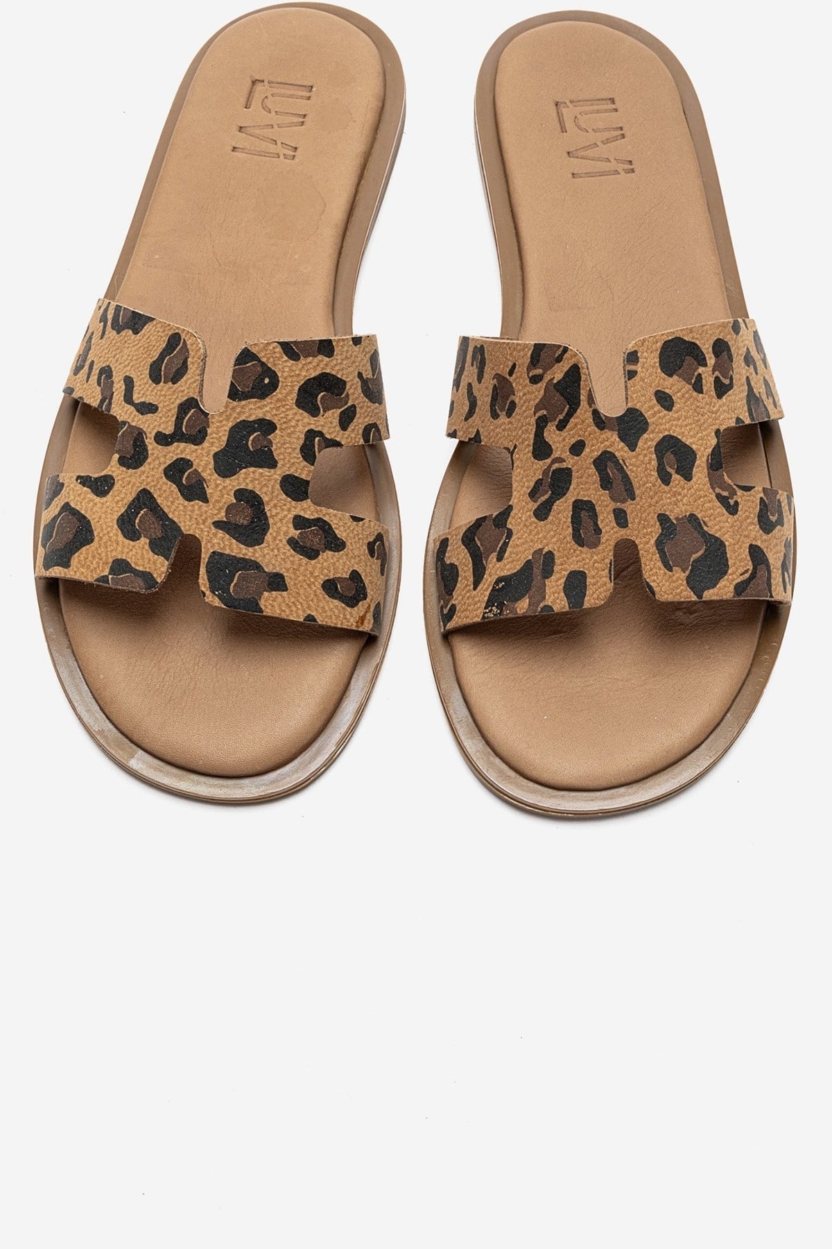 BIORA - Black/Yellow Patterned Genuine Leather Slide (Women)