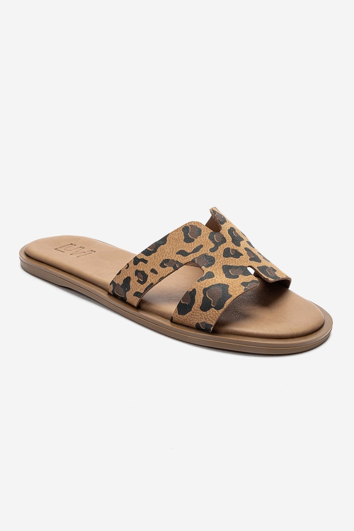 BIORA - Black/Yellow Patterned Genuine Leather Slide (Women)