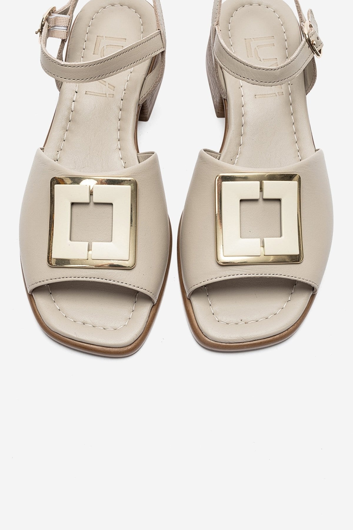 SVELTE - Beige Genuine Leather Buckle Sandal (Women)