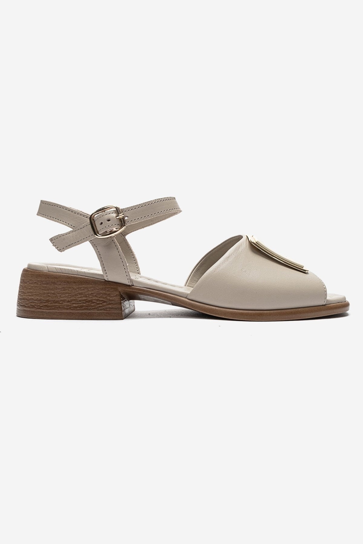 SVELTE - Beige Genuine Leather Buckle Sandal (Women)