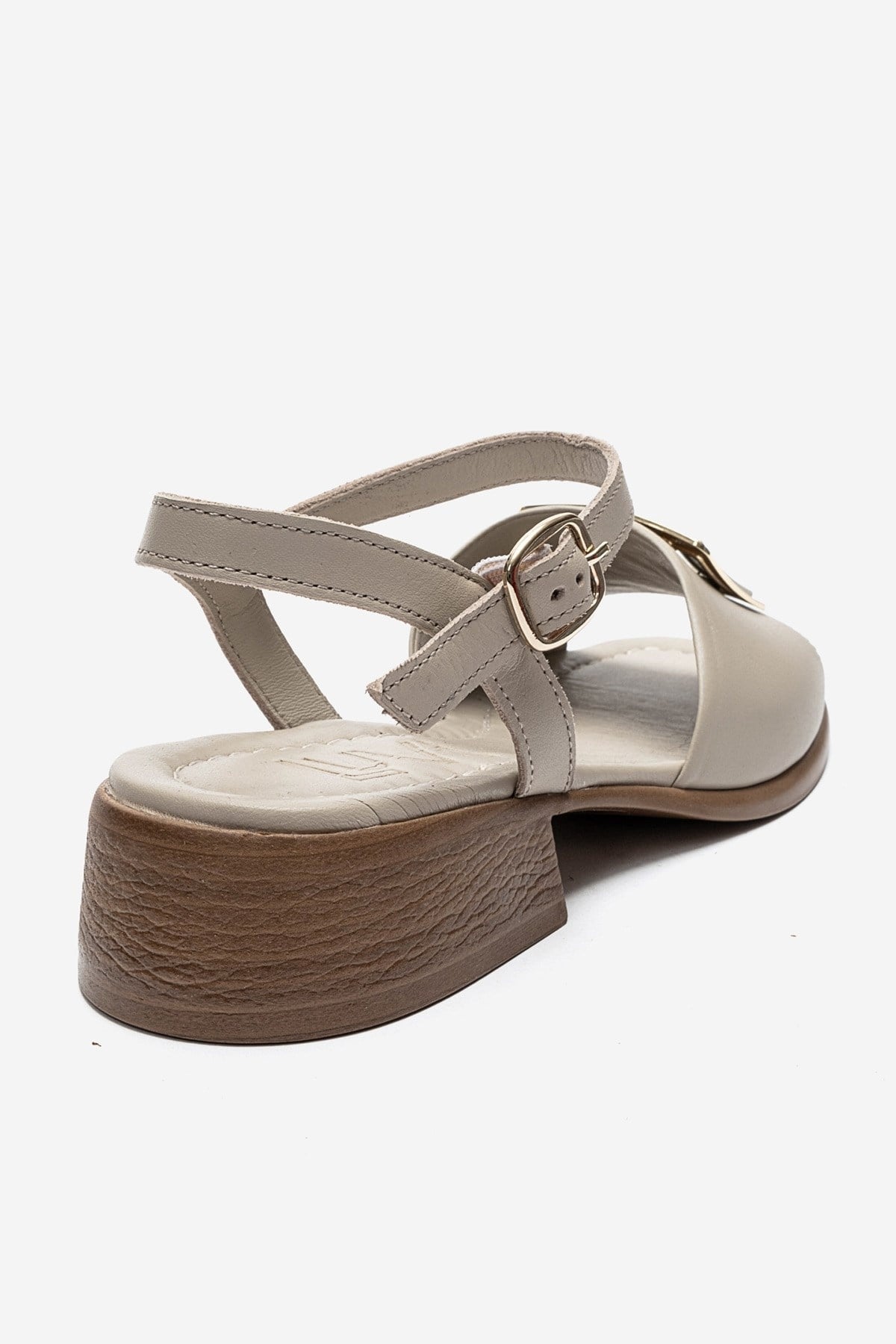SVELTE - Beige Genuine Leather Buckle Sandal (Women)