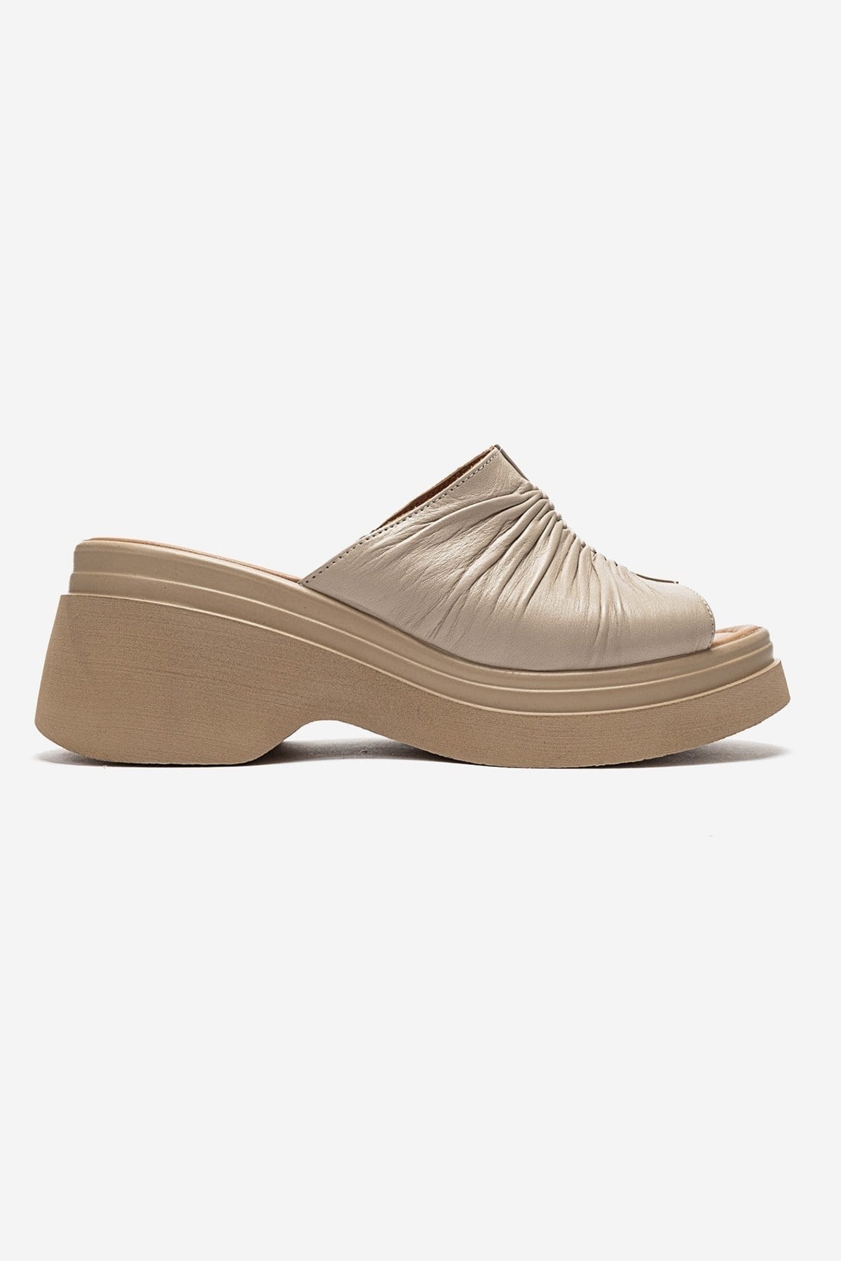 NELLIE - Beige Genuine Leather Platform Slide (Women)