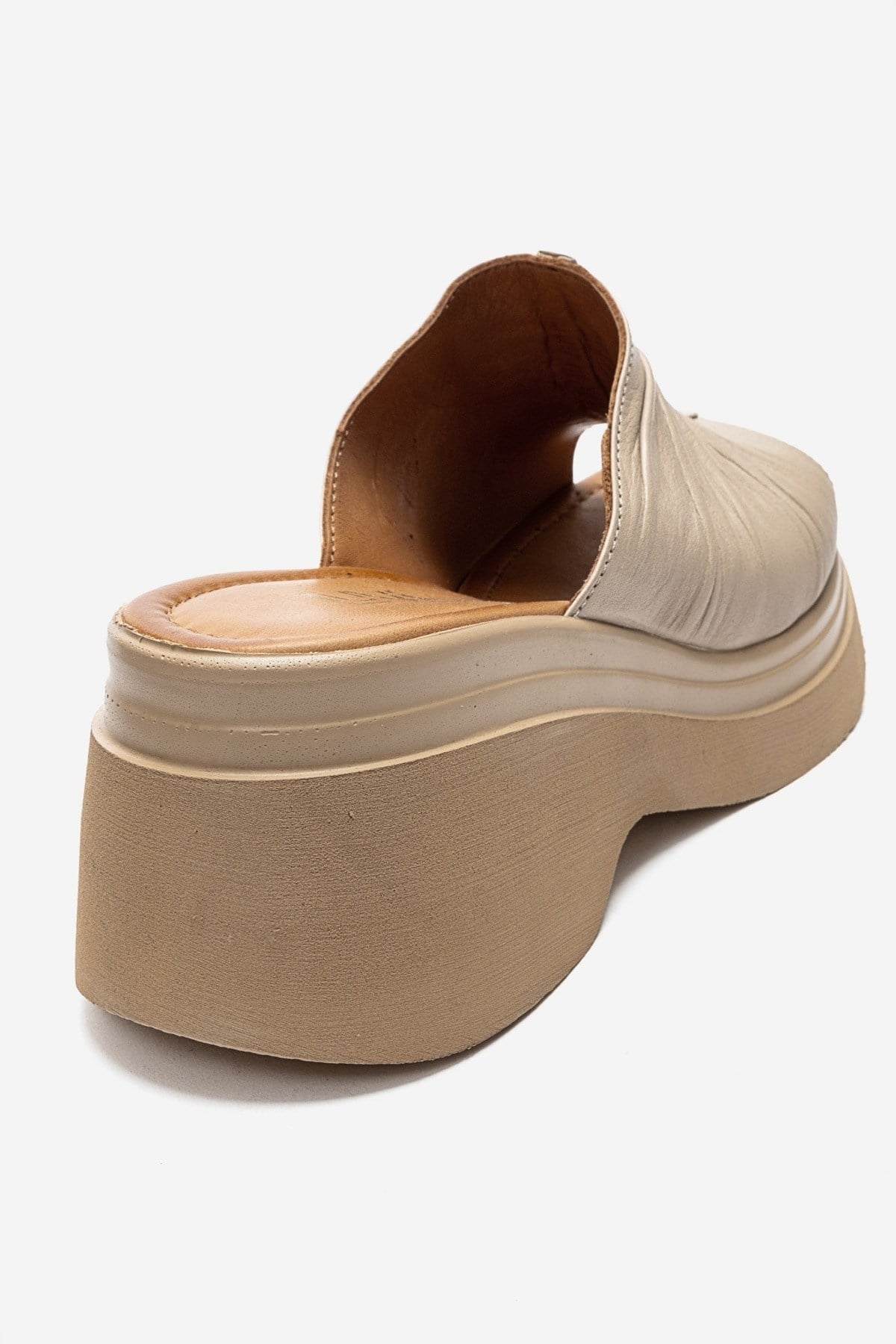 NELLIE - Beige Genuine Leather Platform Slide (Women)