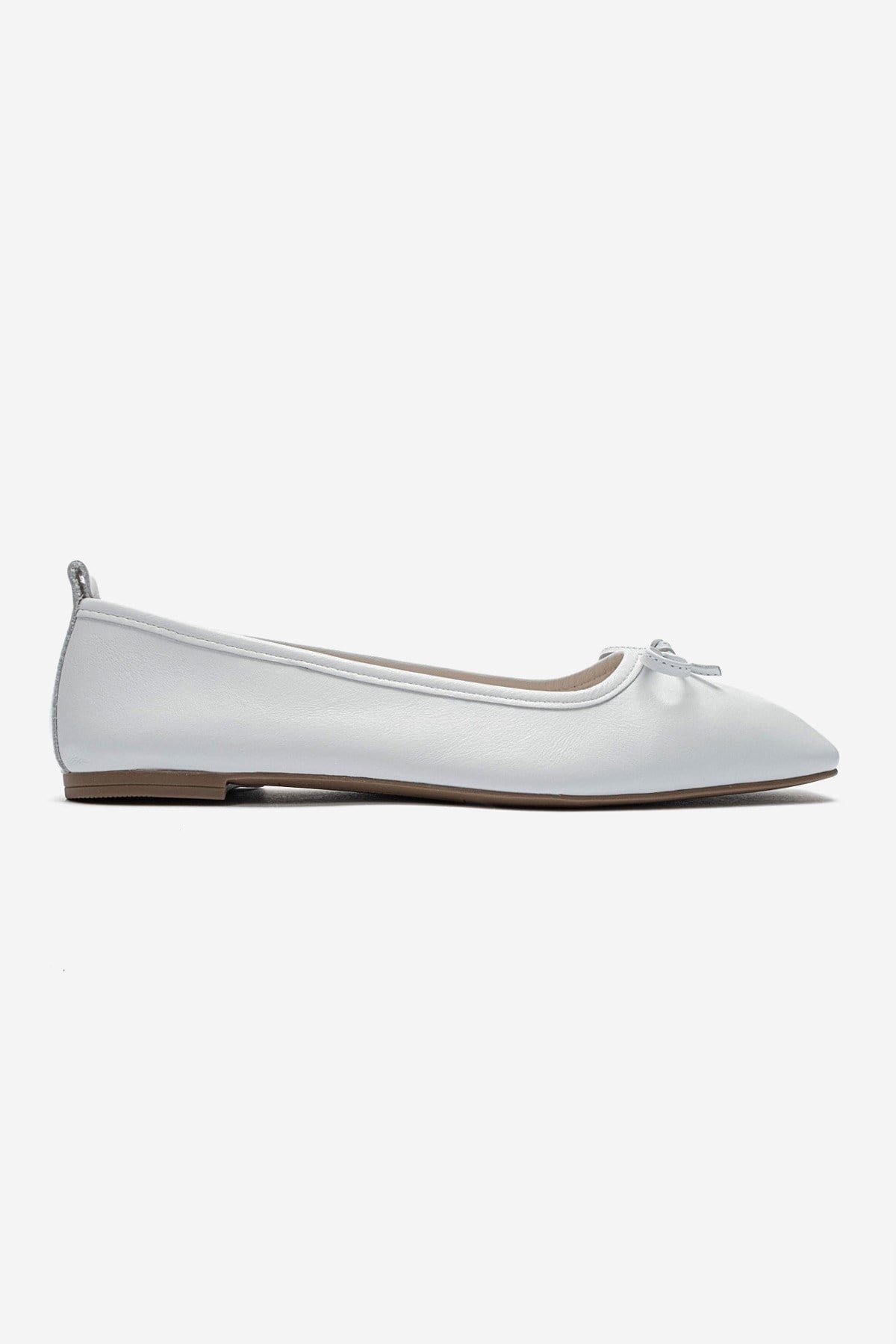 SOSA - White Genuine Leather Square Toe Bow Ballet Flat (Women)