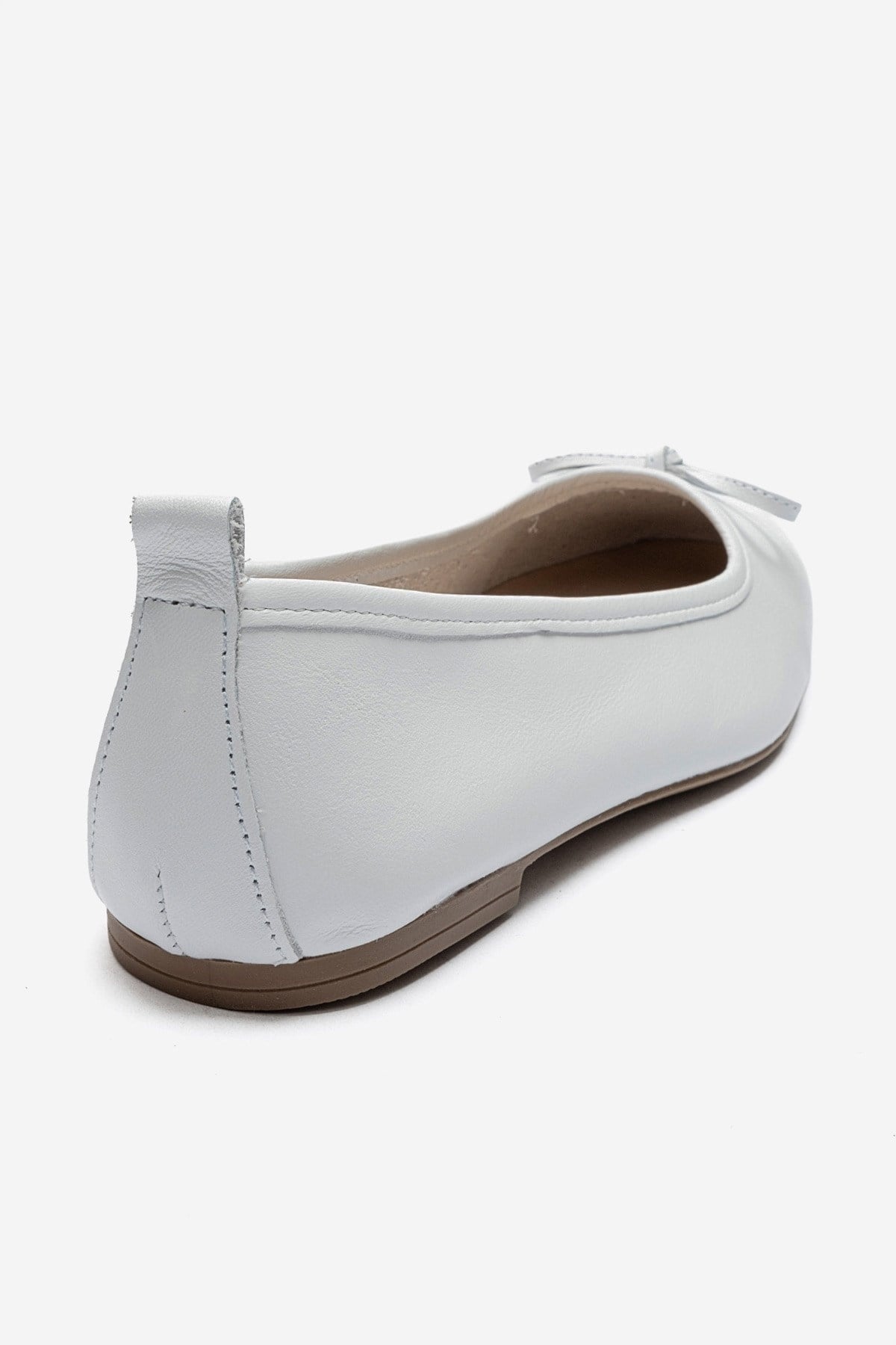 SOSA - White Genuine Leather Square Toe Bow Ballet Flat (Women)