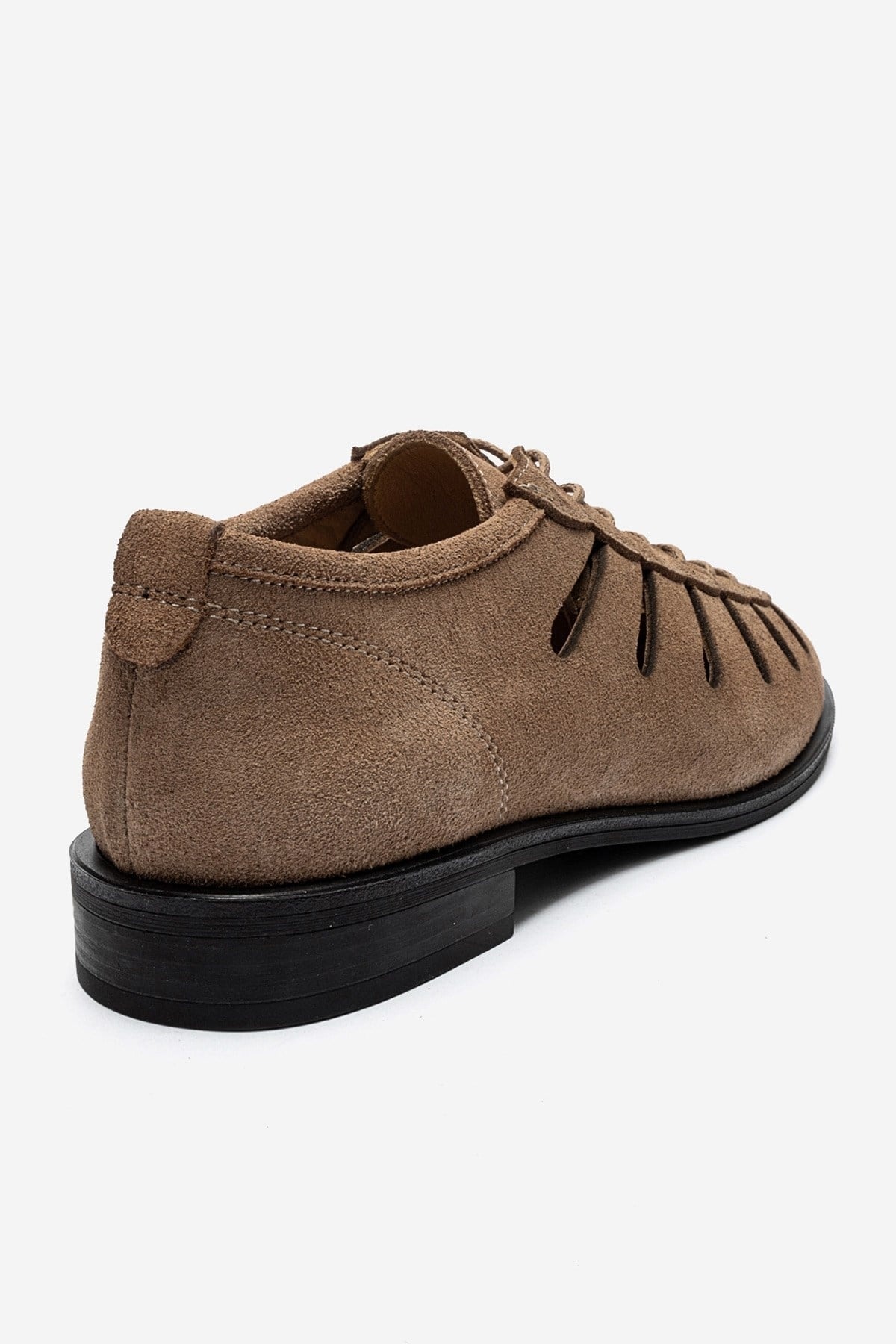 ASTRON - Taupe Genuine Suede Leather Casual Lace-Up Shoe (Women)
