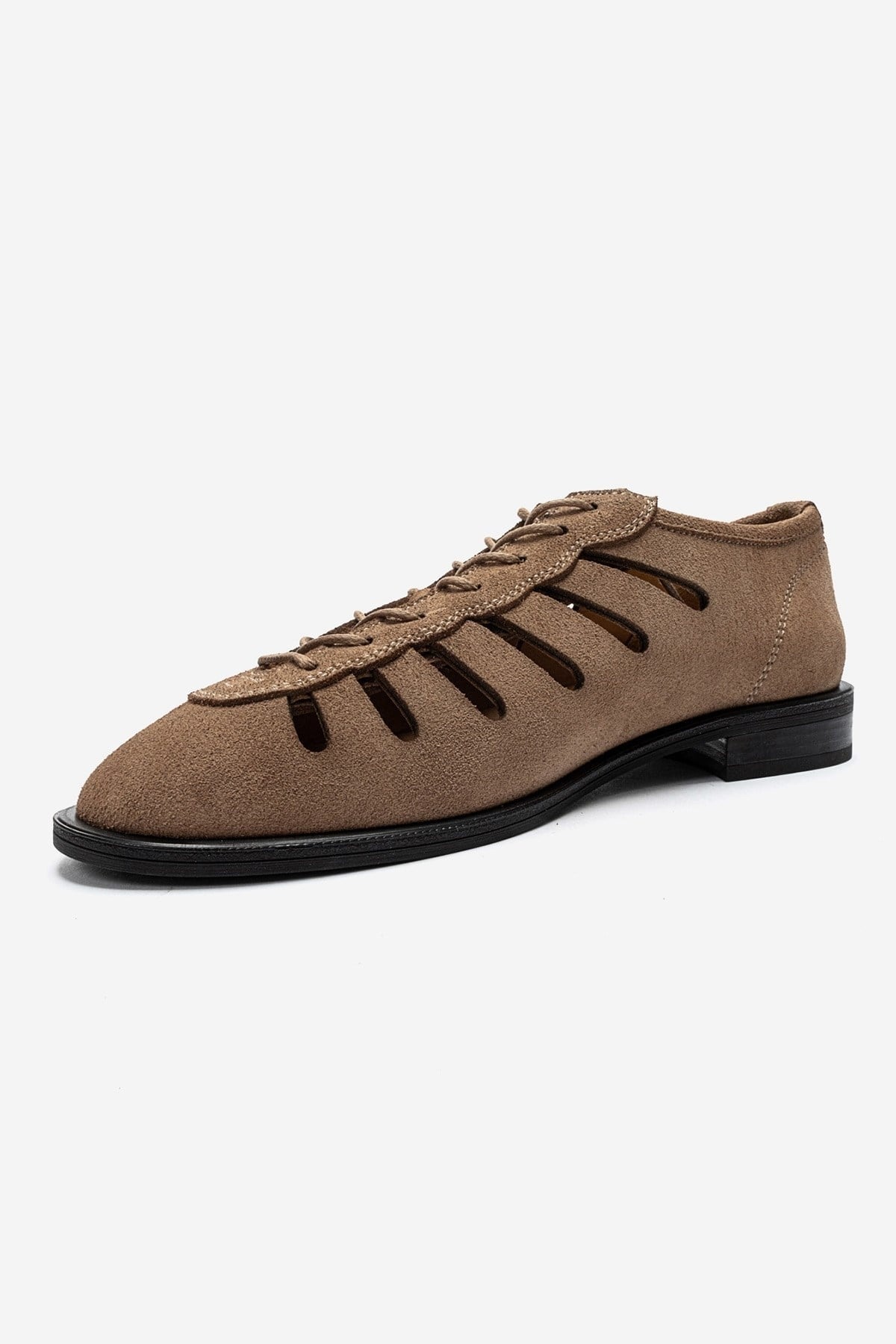 ASTRON - Taupe Genuine Suede Leather Casual Lace-Up Shoe (Women)